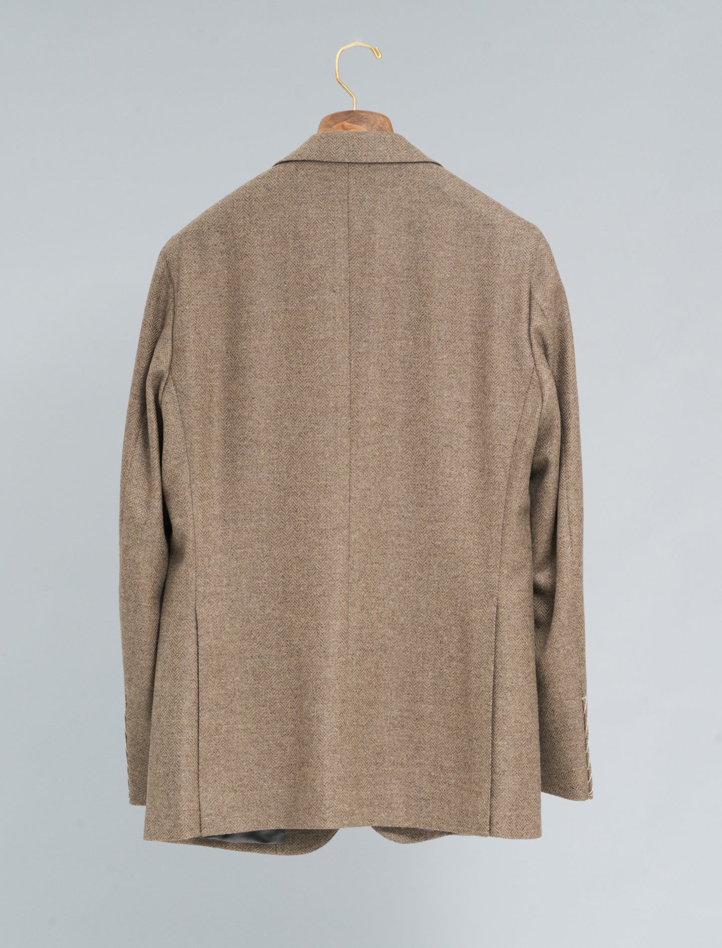 Single Breasted Herringbone Wool Cashmere Jacket Beige Caruso Jackets 48