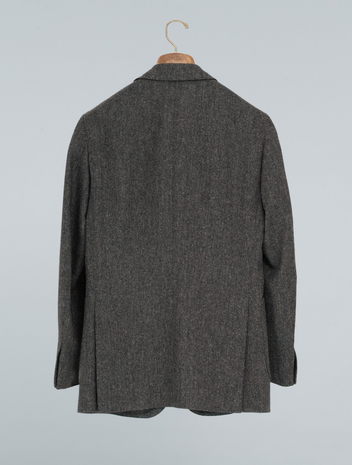 Single Breasted Herringbone Wool Cashmere Jacket Brown Belvest Jackets 48