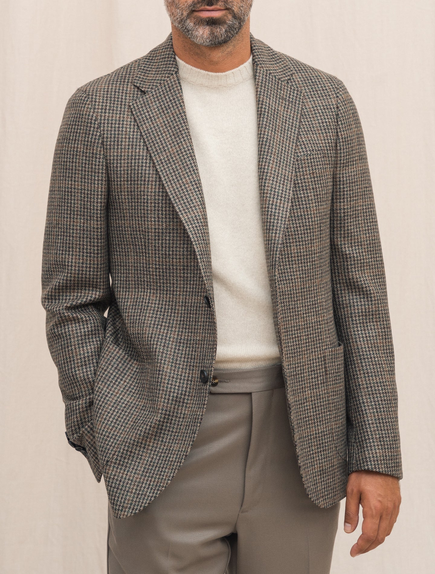 Single Breasted Houndstooth Jacket Brown Lardini Jackets 48