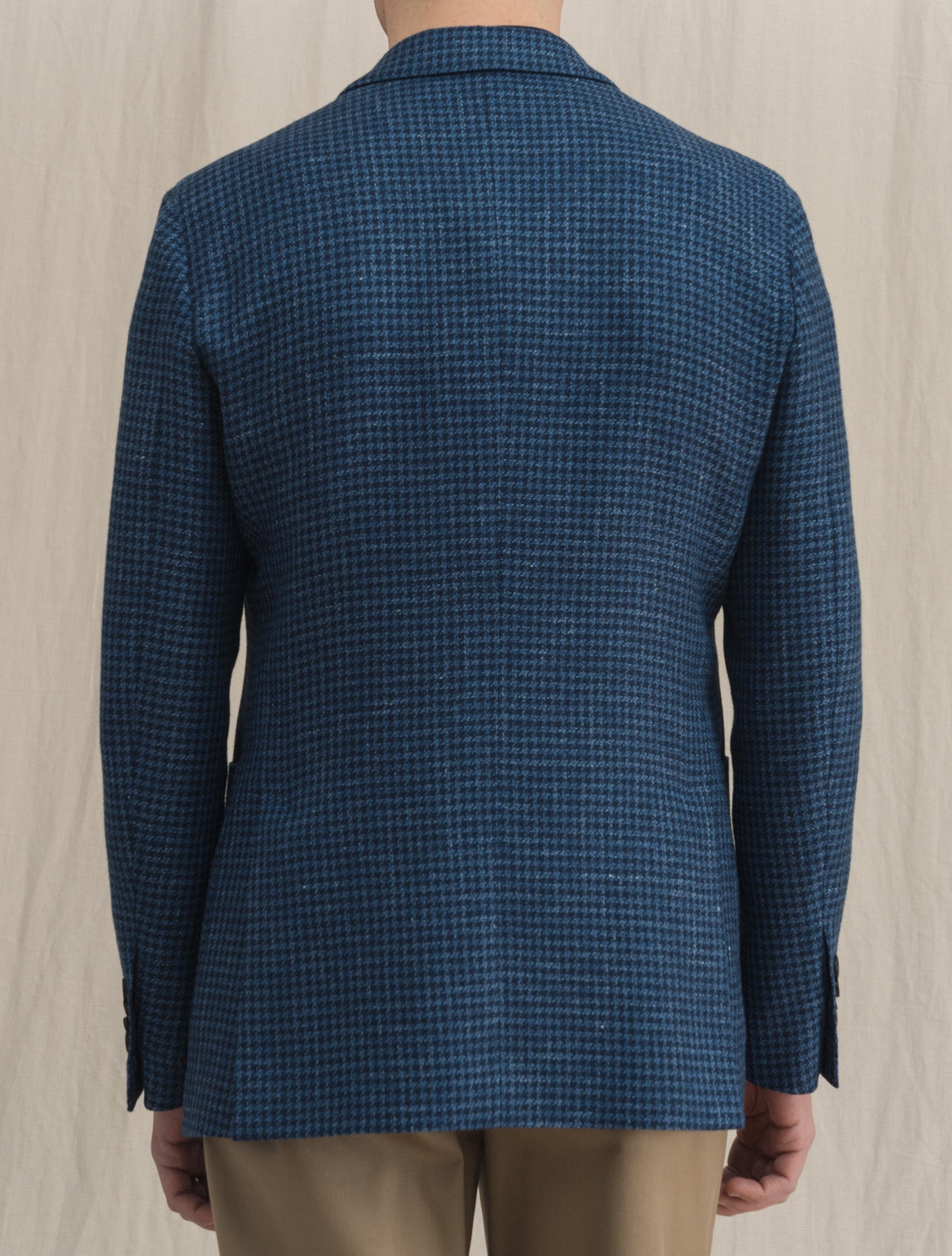 Single Breasted Houndstooth Wool Linen Jacket Blue Lardini Jackets 48