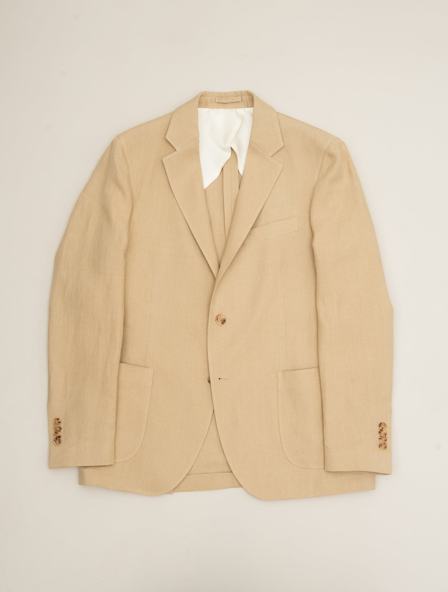 Single Breasted Linen Jacket Beige Lardini Jackets 48