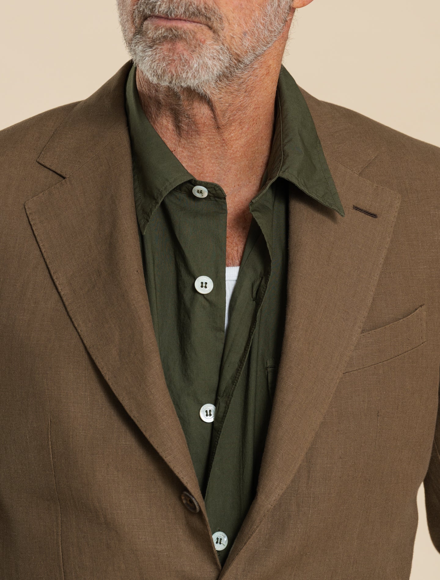 Single Breasted Linen Jacket Tan Caruso Jackets 48