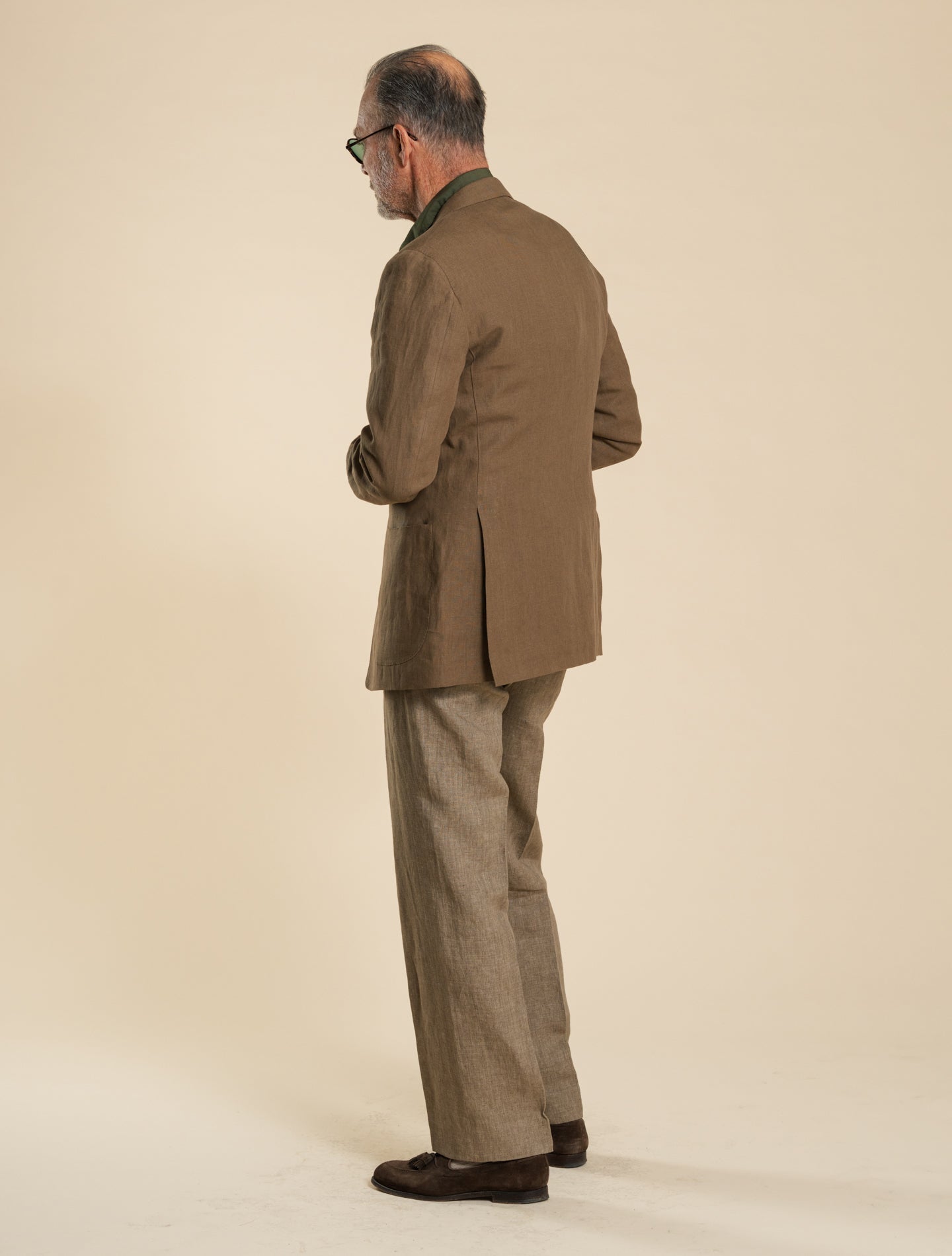 Single Breasted Linen Jacket Tan Caruso Jackets 48
