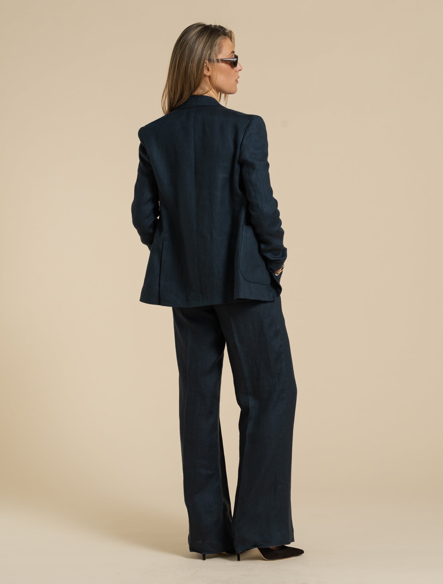 Single Breasted Linen Twill Jacket Navy Lardini Jackets IT 38