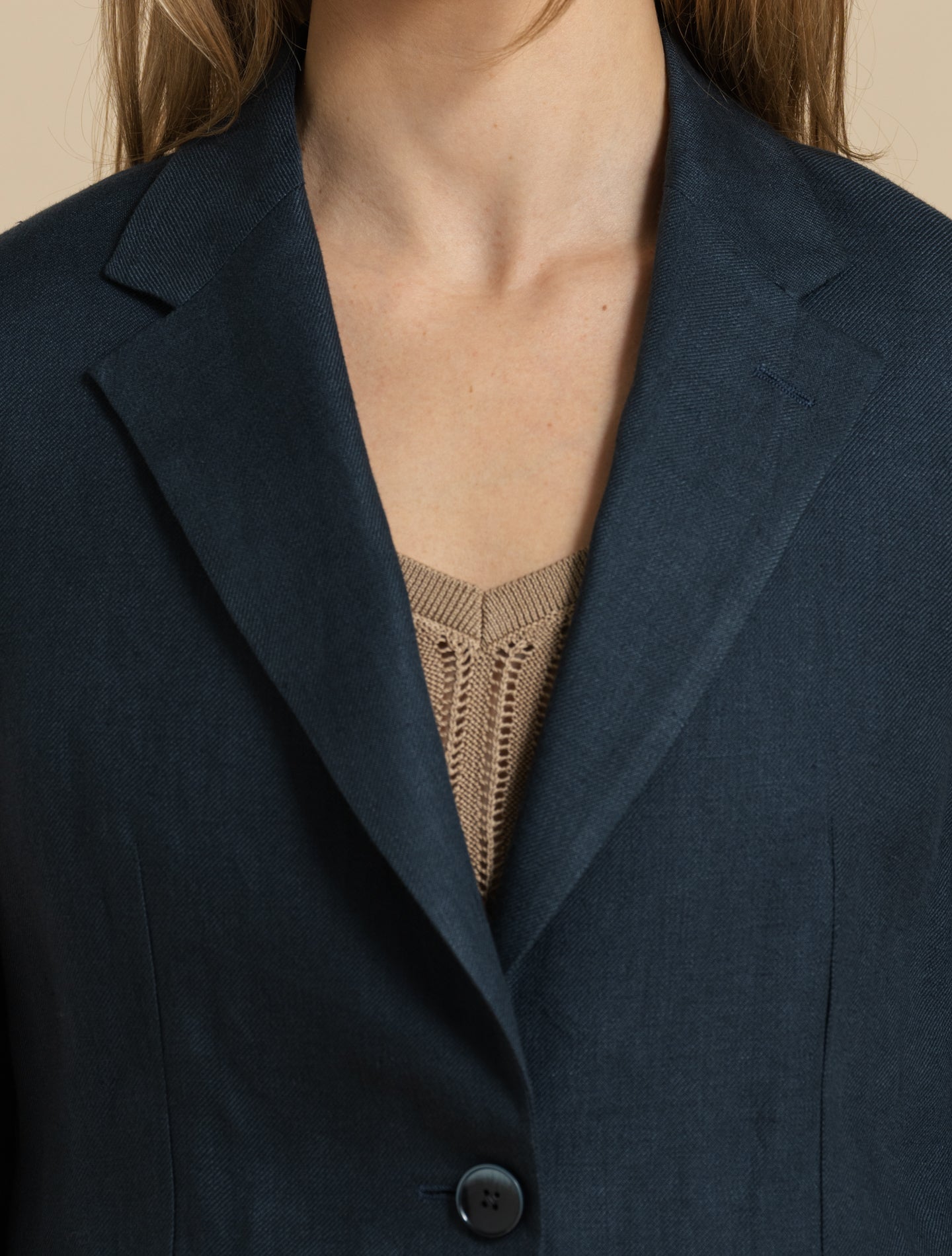 Single Breasted Linen Twill Jacket Navy Lardini Jackets IT 38