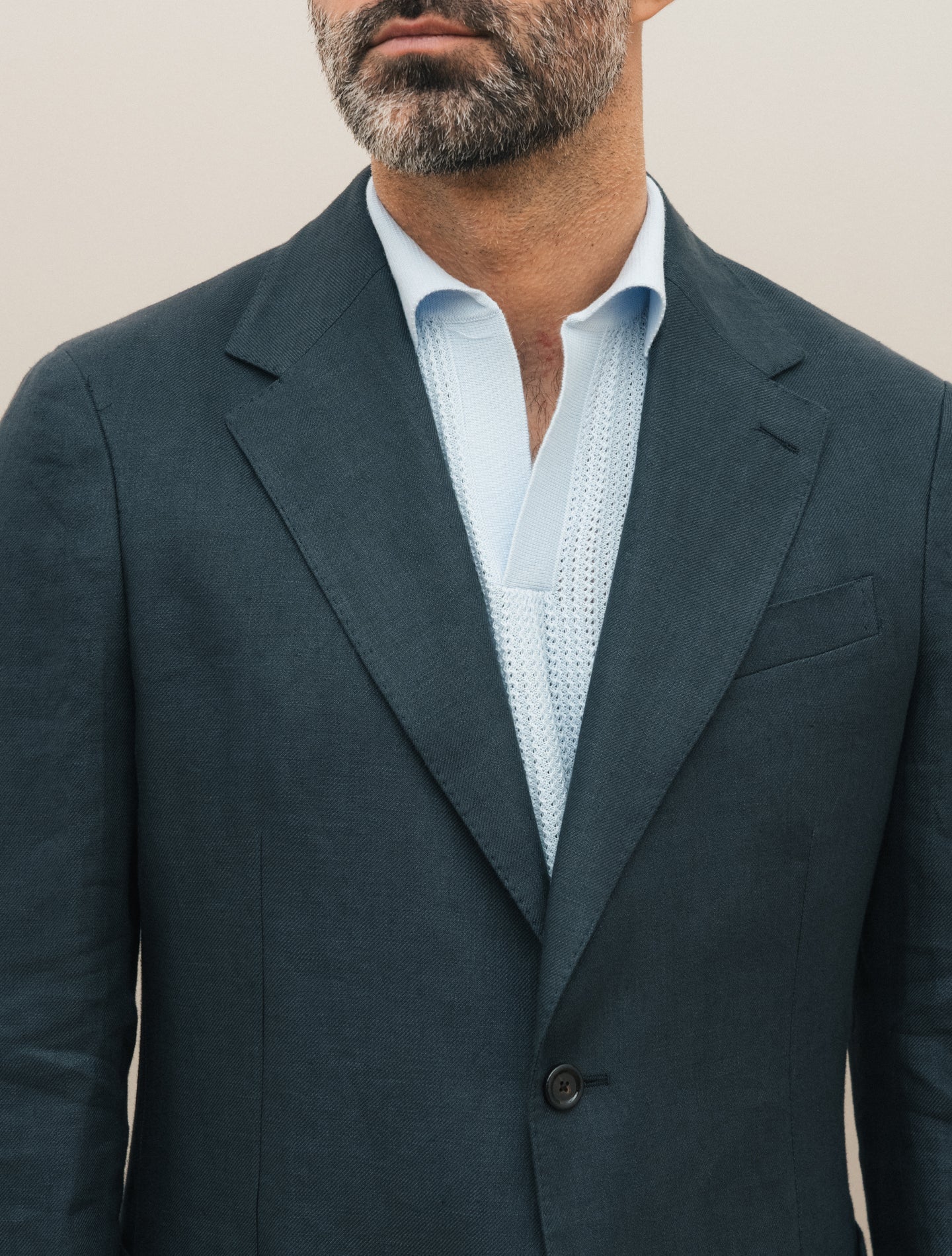 Single Breasted Linen Twill Suit Navy Lardini Suits 48