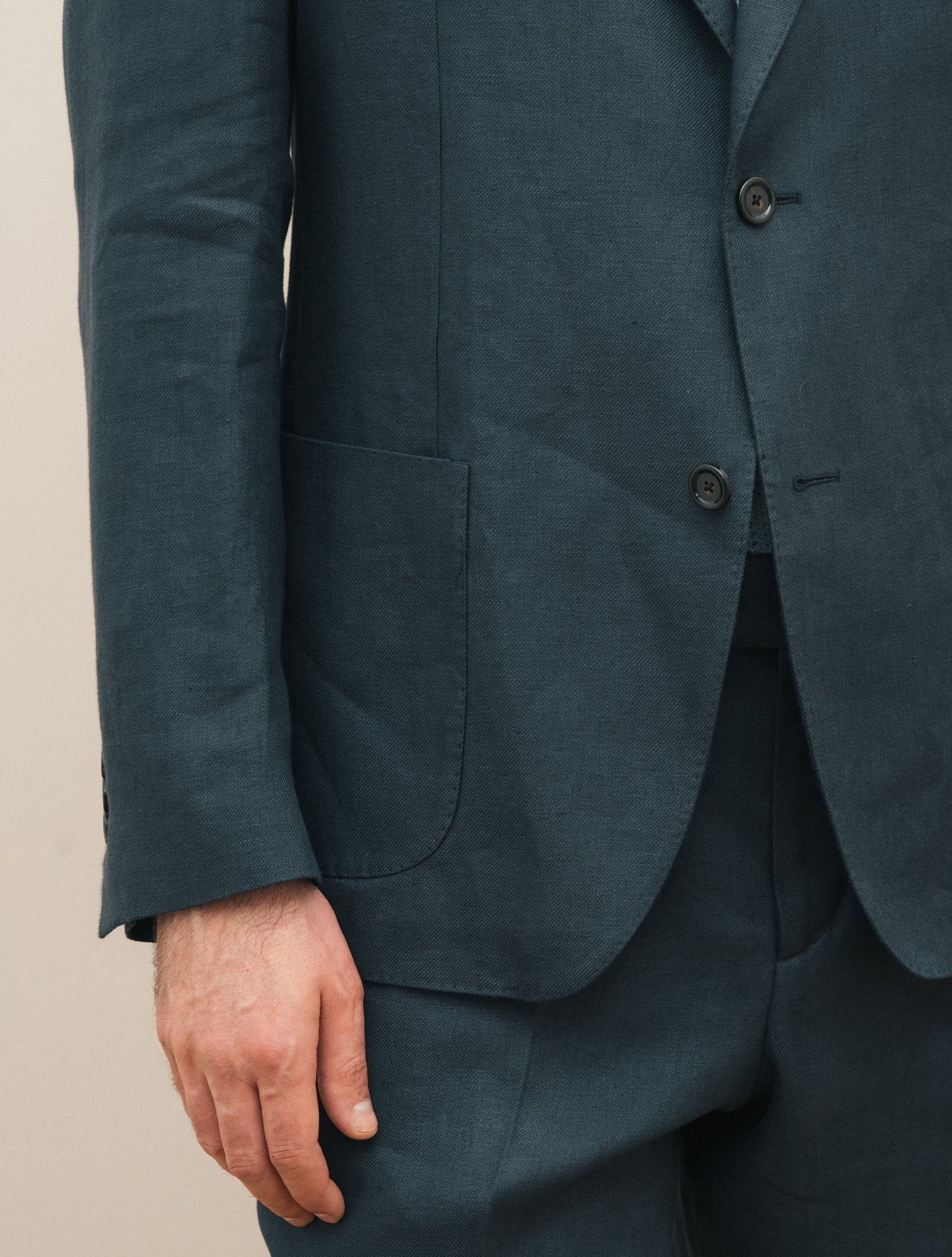 Single Breasted Linen Twill Suit Navy Lardini Suits 48