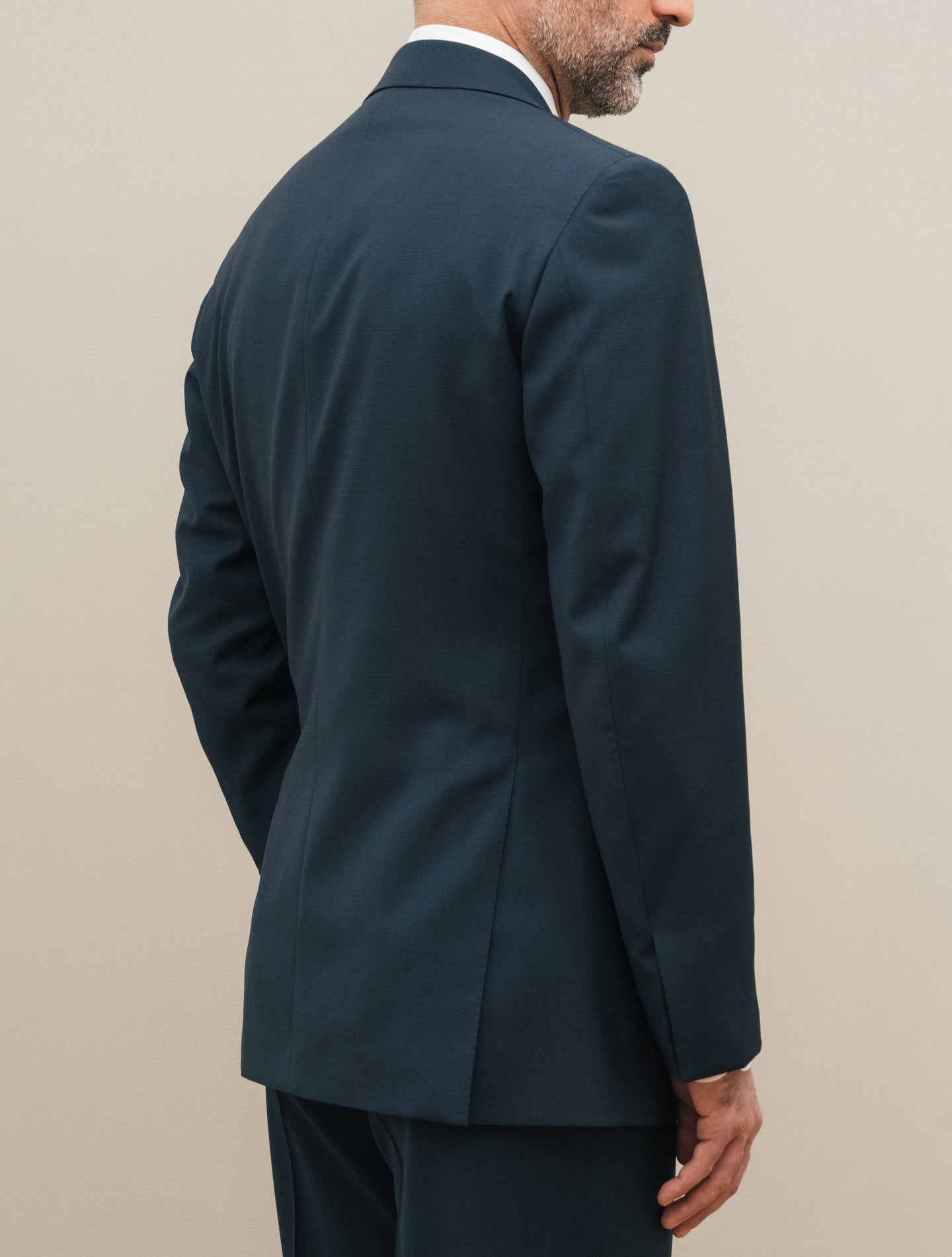 Single Breasted Microcheck Wool Suit Navy Belvest Suits 48