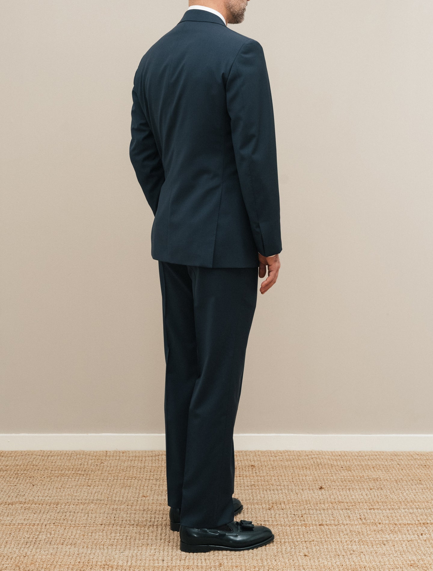 Single Breasted Microcheck Wool Suit Navy Belvest Suits 48