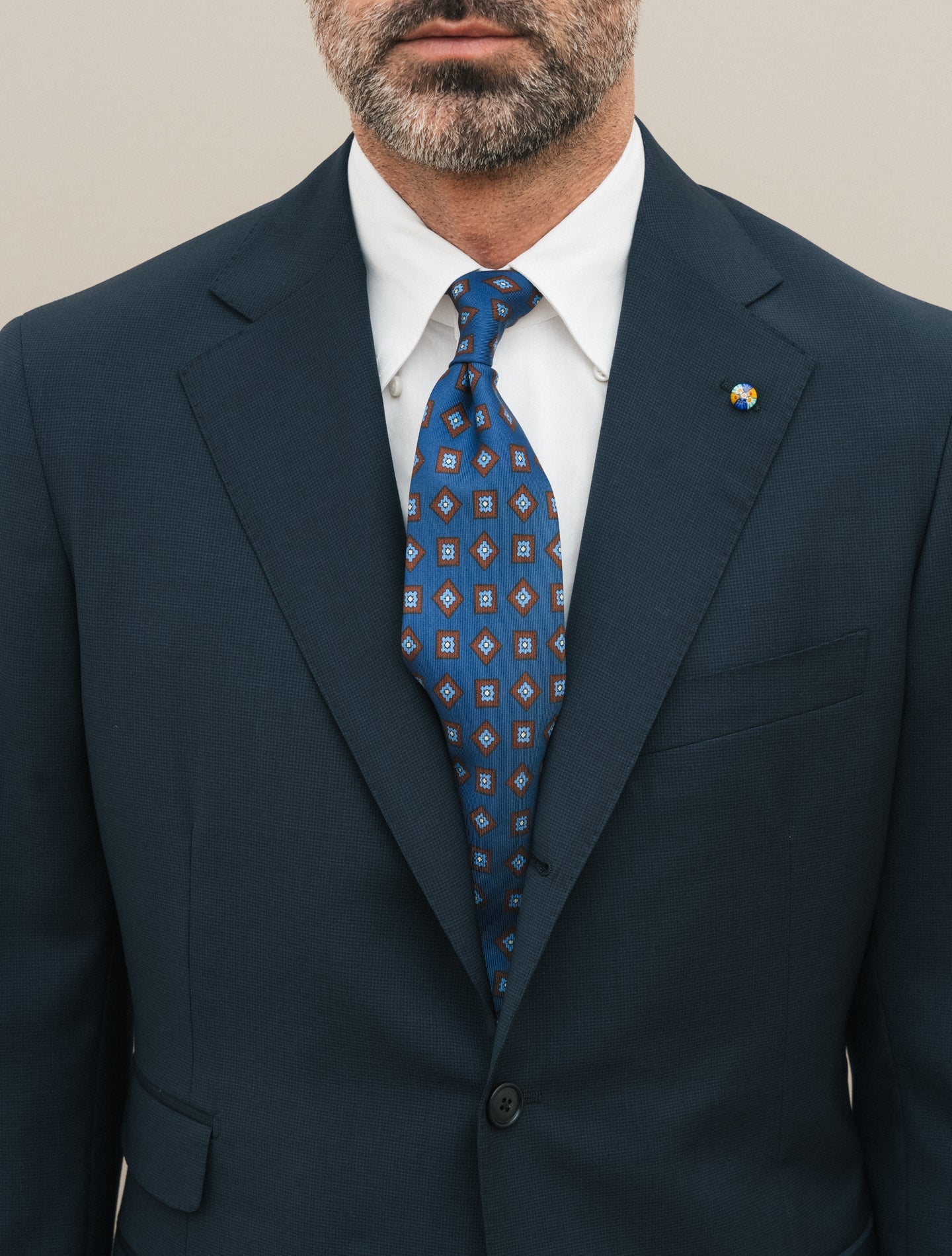 Single Breasted Microcheck Wool Suit Navy Belvest Suits 48