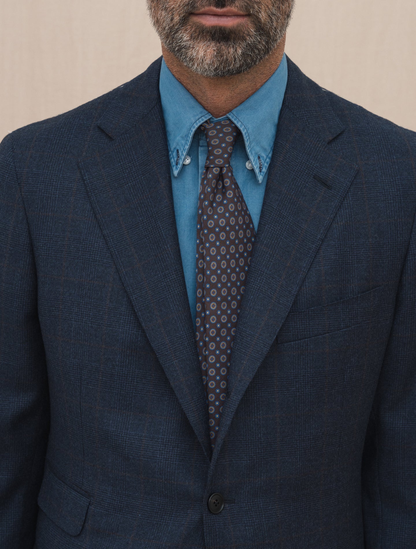 Single Breasted Wool Glencheck Suit Blue Belvest Suits 48