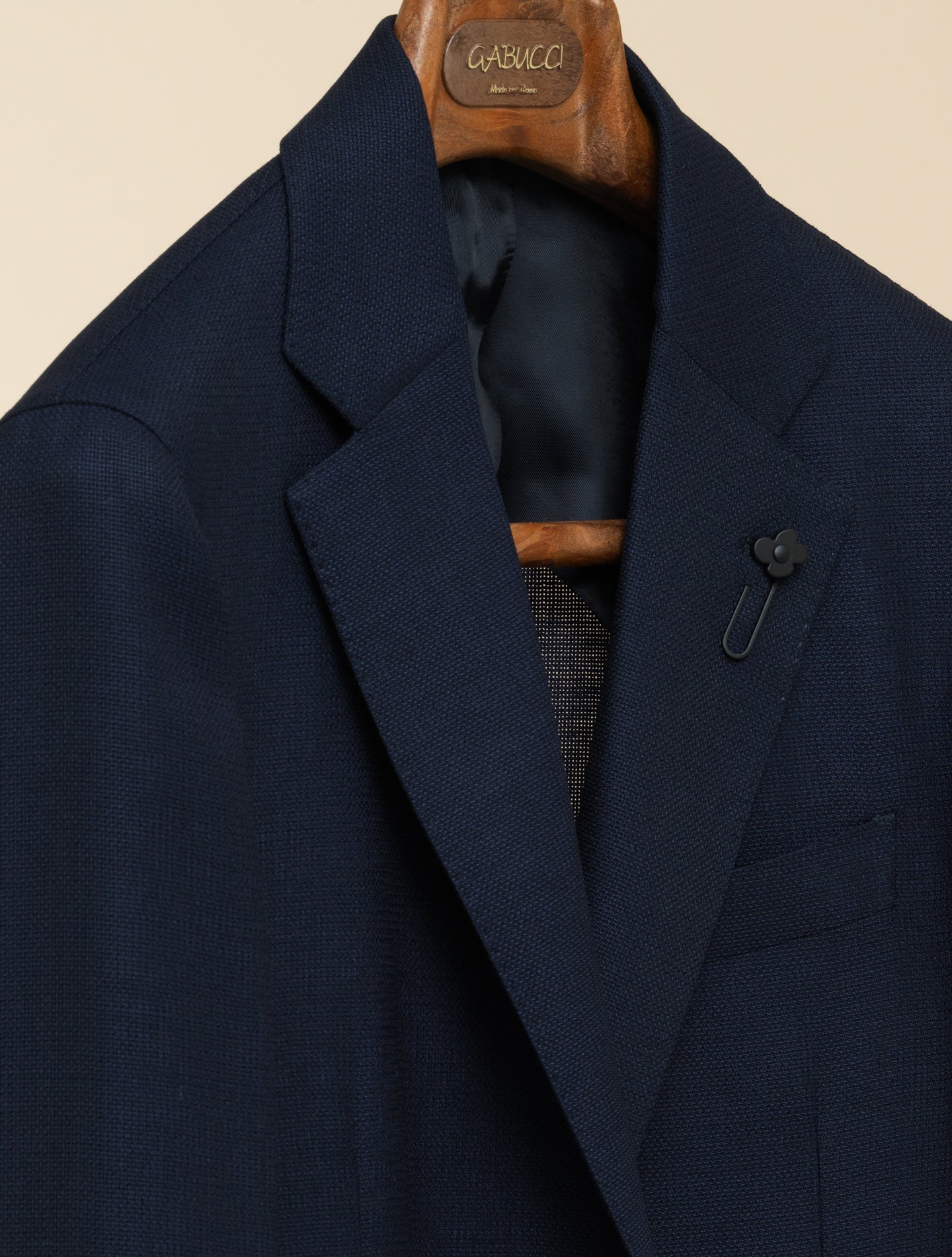 Single Breasted Wool Hopsack Jacket Navy Lardini Jackets 48