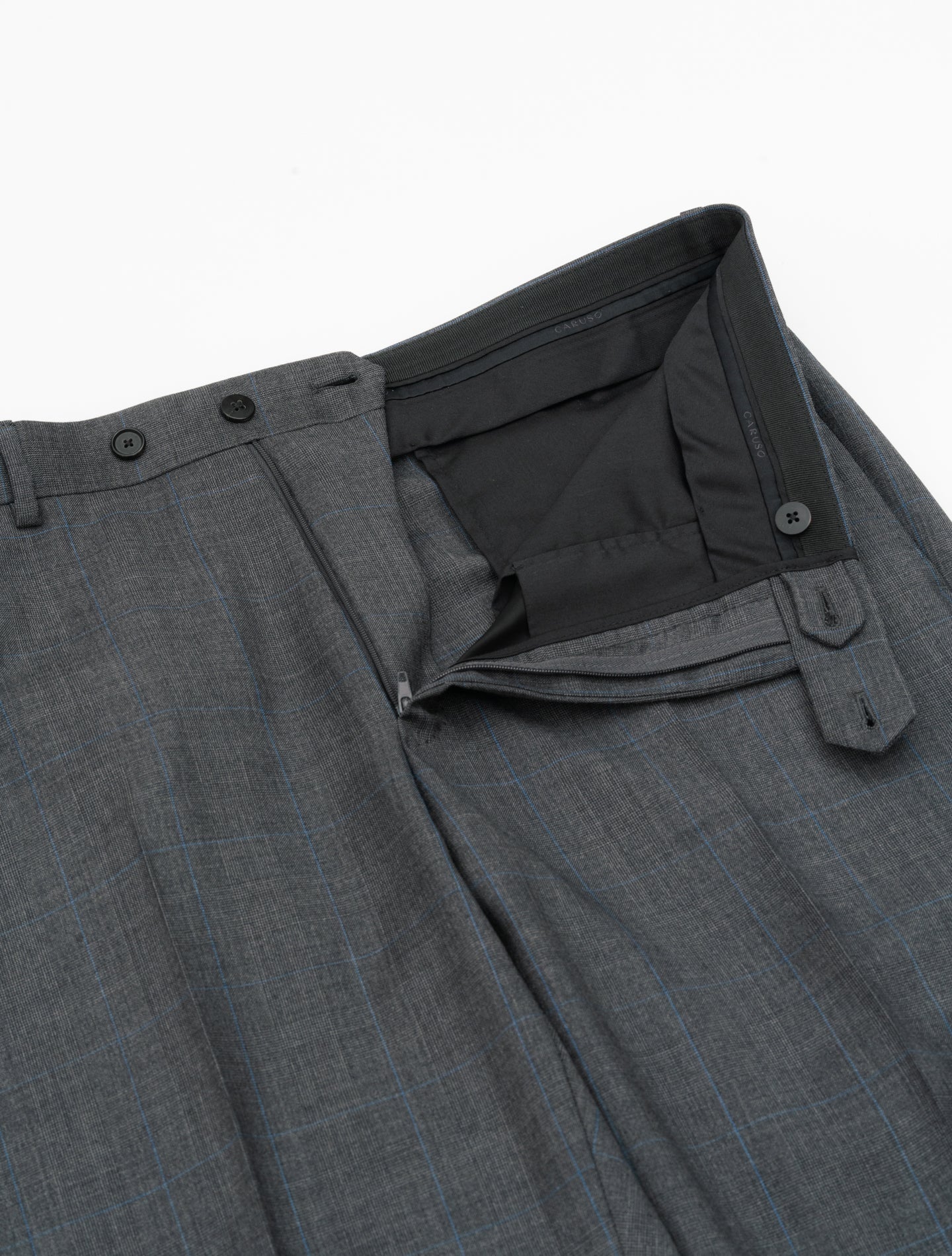 Single Breasted Wool Prince of Wales Suit Grey Caruso Suits 48