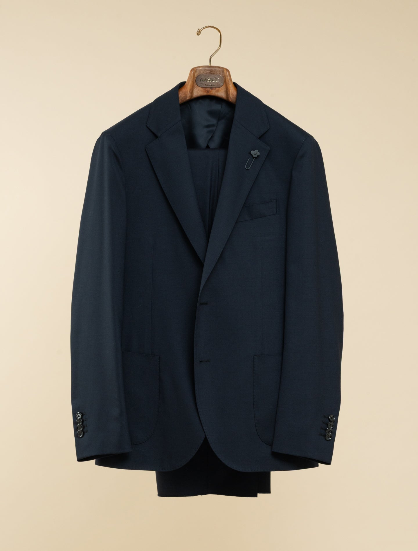 Single breasted Wool Suit Jacket Navy Lardini 48