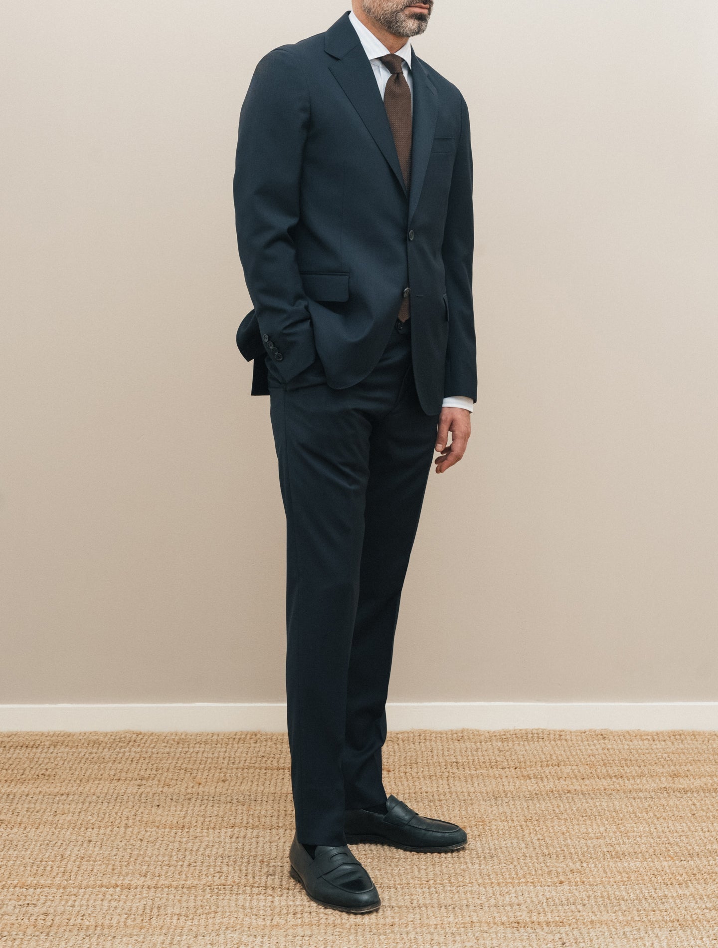 Single Breasted Wool Suit Navy Lardini Suits 46