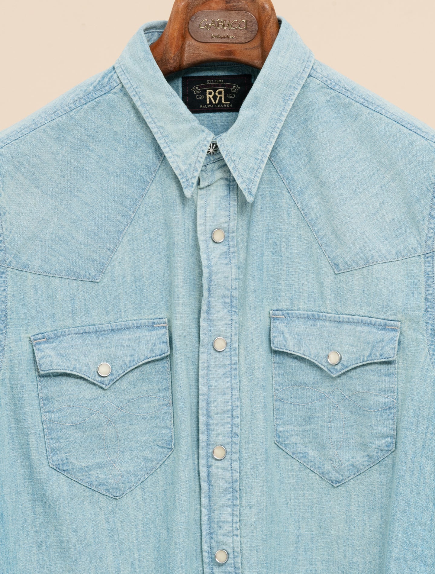 Slim Fit Chambray Western Shirt Davey Wash RRL Shirts M