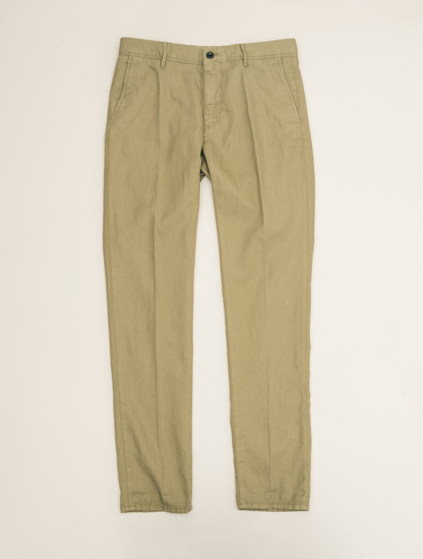 Slim Fit Cotton Linen Slacks Green Incotex Trousers 31