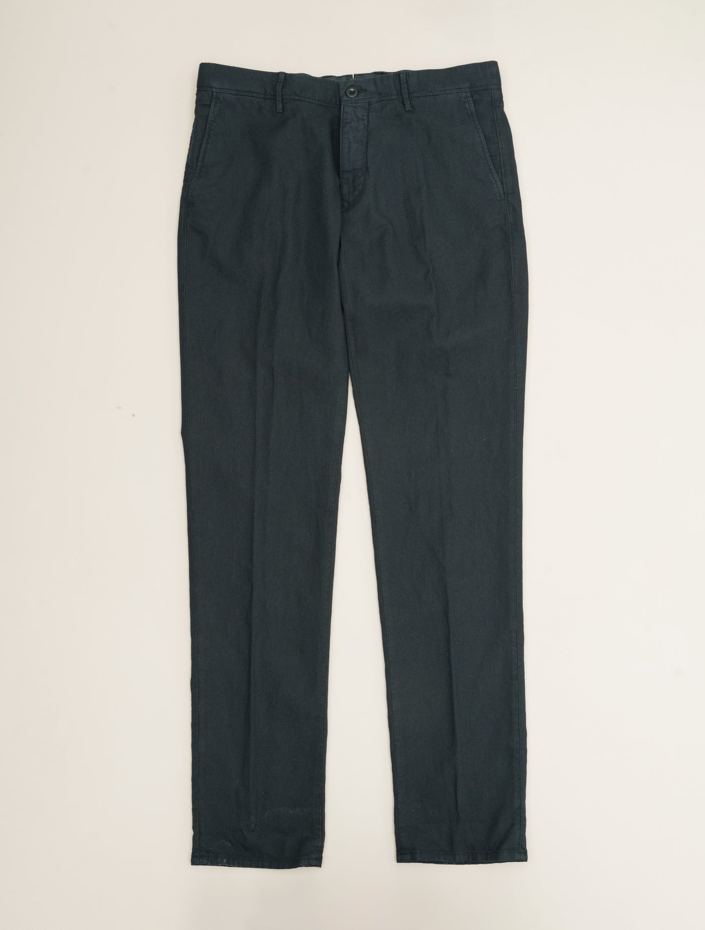 Slim Fit Cotton Linen Slacks Navy Incotex Trousers 31