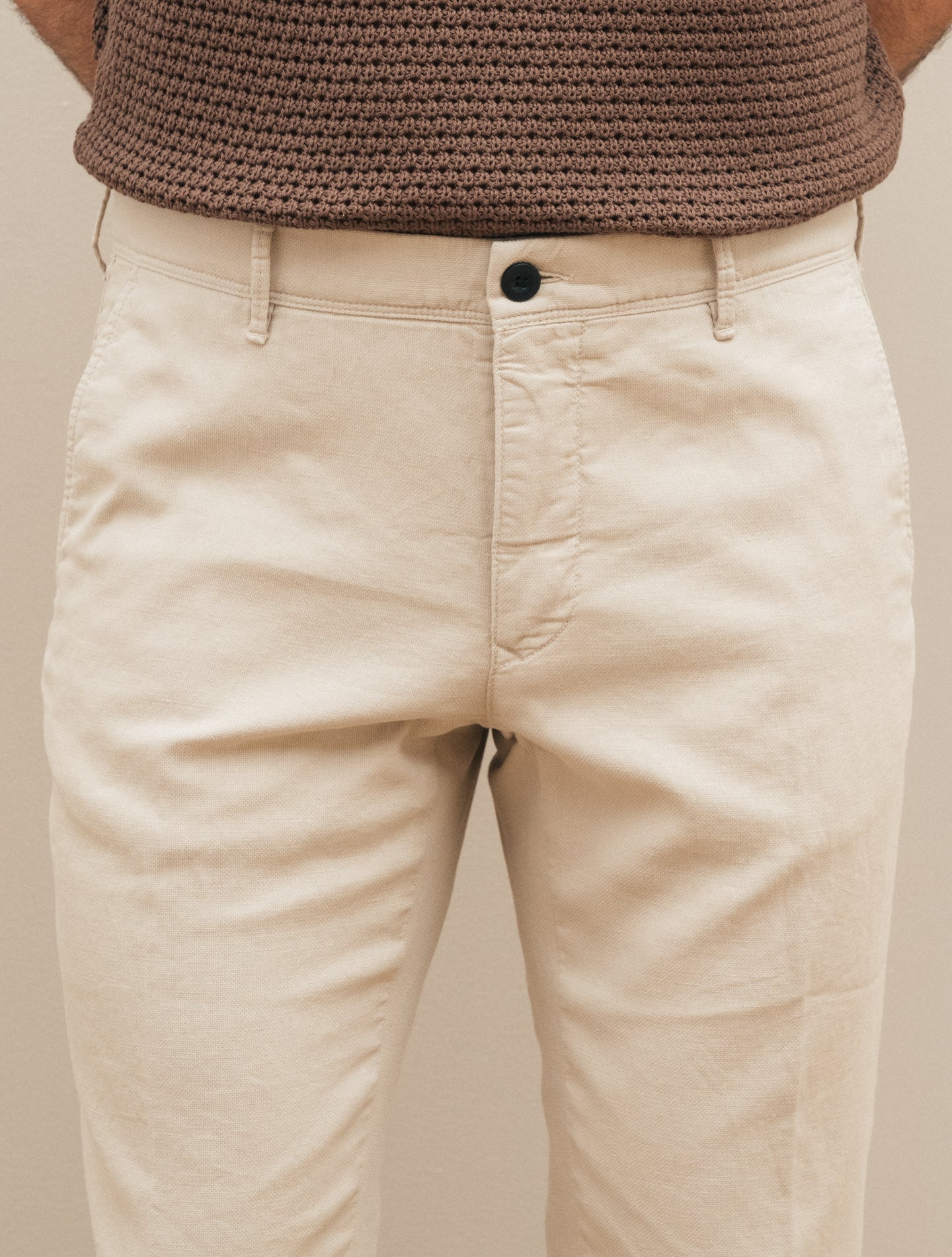 Slim Fit Cotton Linen Slacks Sand Incotex Trousers 31