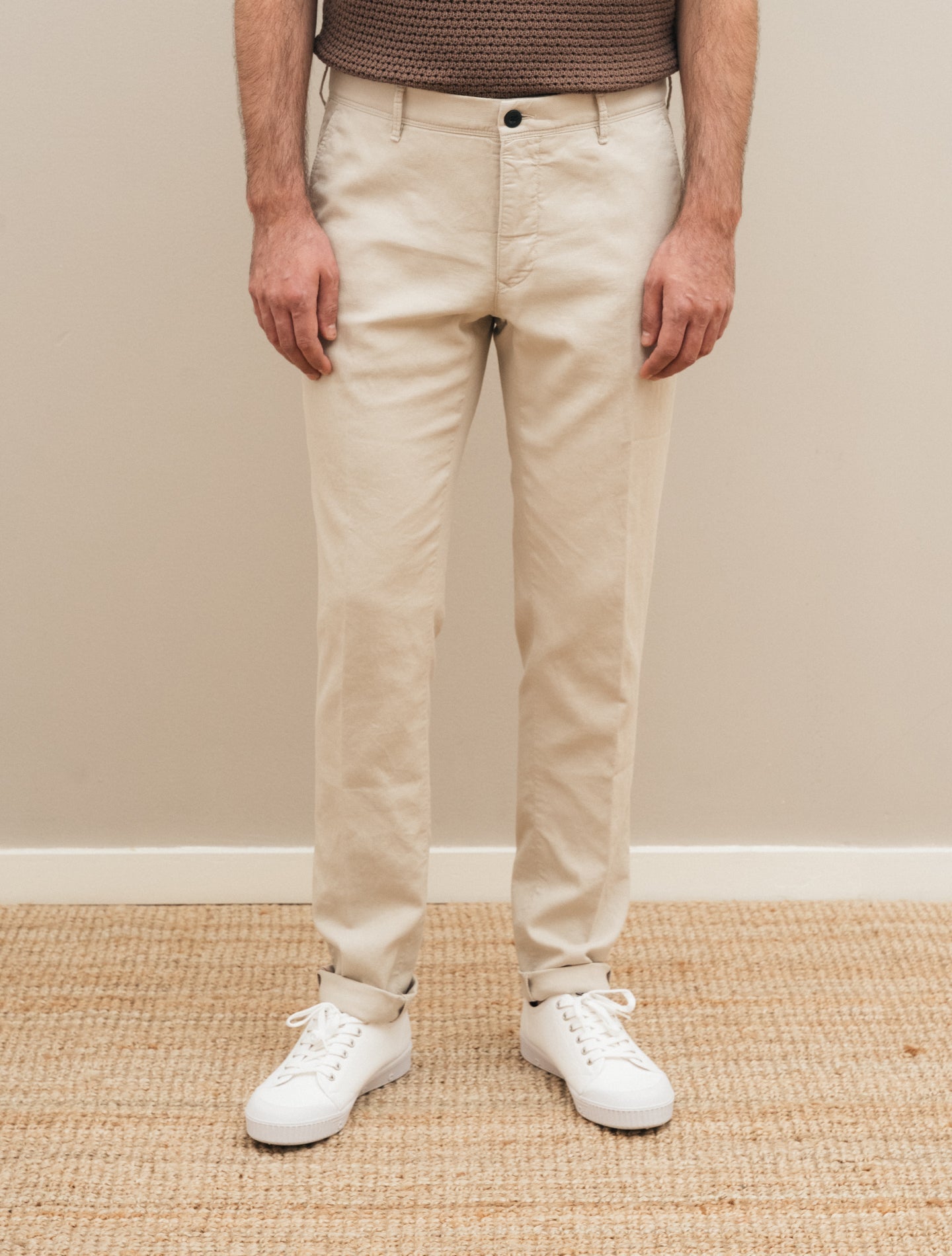 Slim Fit Cotton Linen Slacks Sand Incotex Trousers 31