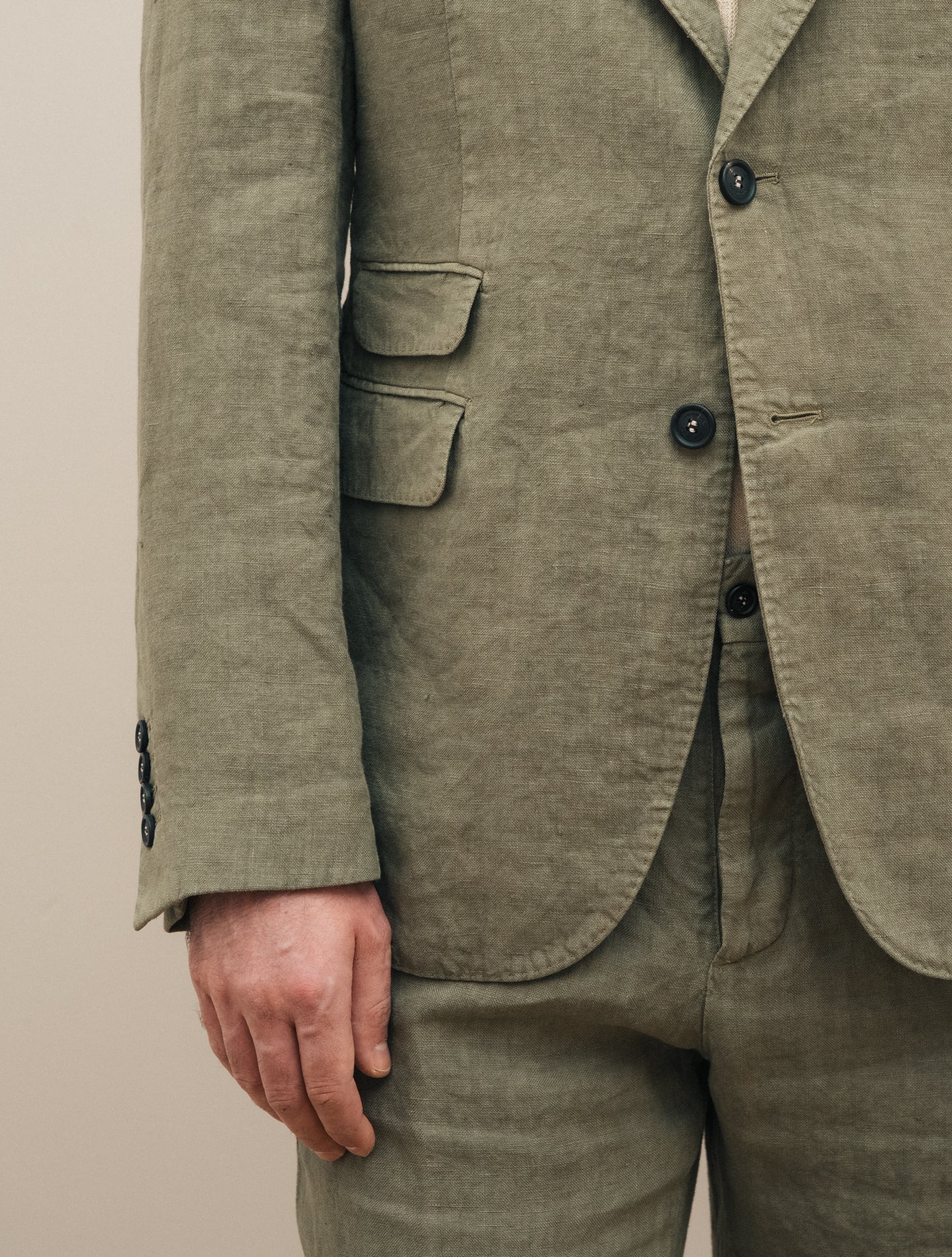 Sloop Single Breasted Linen Suit Green Massimo Alba Suits 46