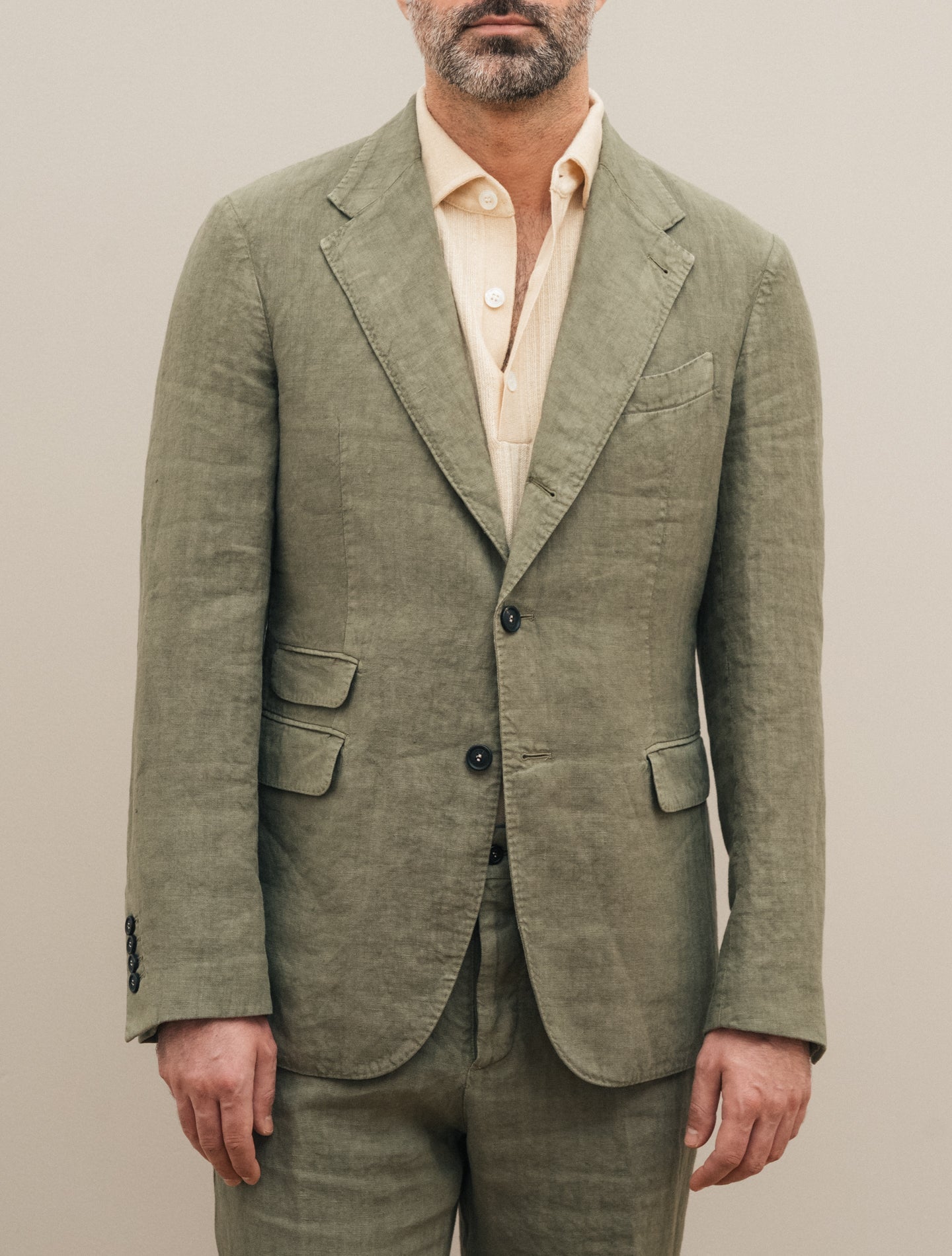 Sloop Single Breasted Linen Suit Green Massimo Alba Suits 46