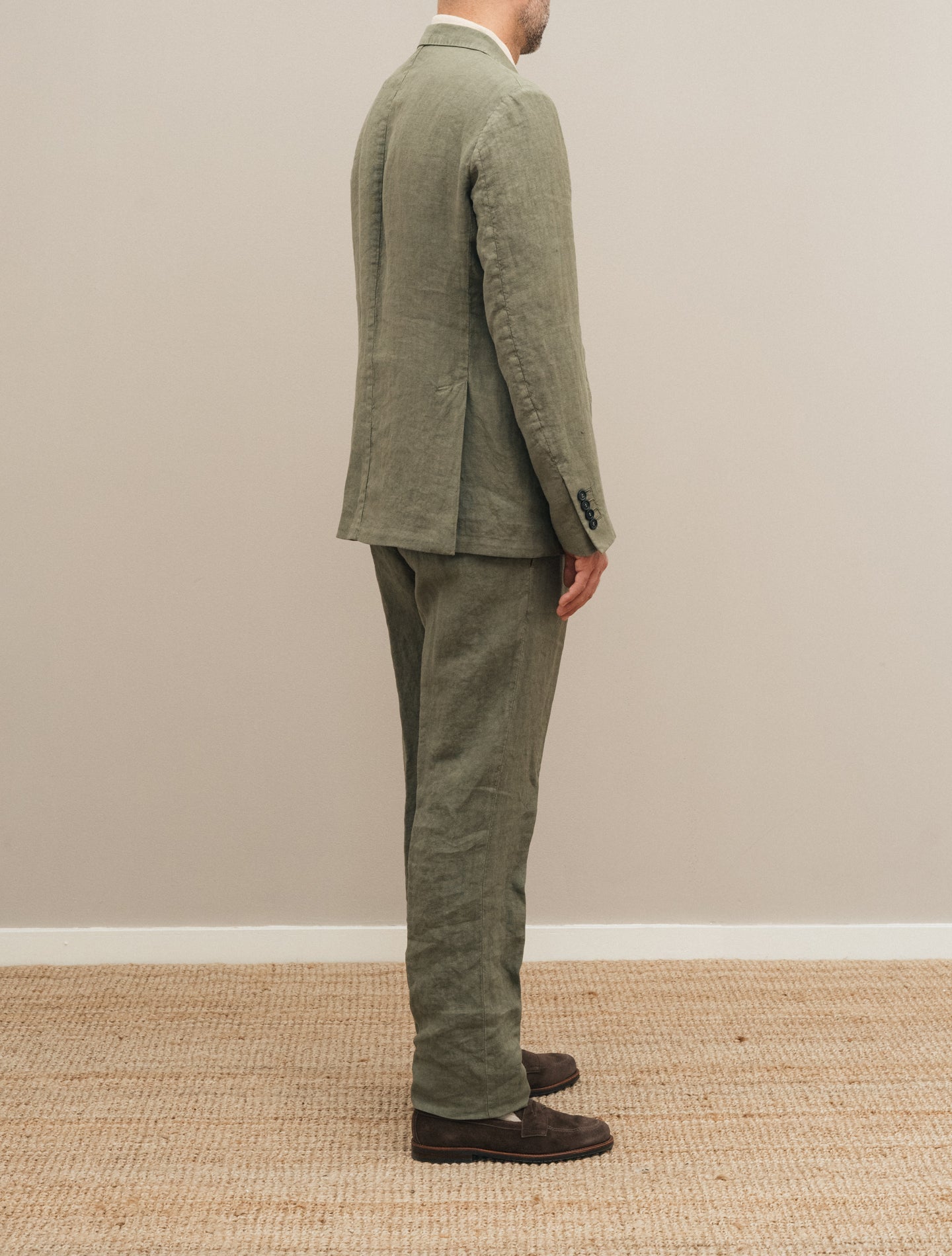 Sloop Single Breasted Linen Suit Green Massimo Alba Suits 46