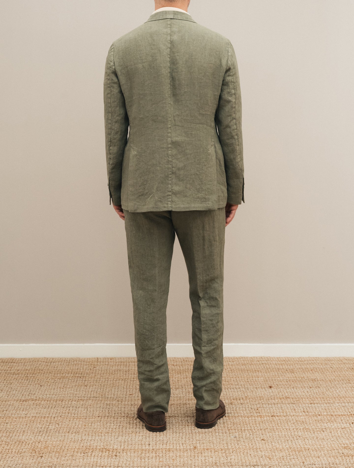 Sloop Single Breasted Linen Suit Green Massimo Alba Suits 46