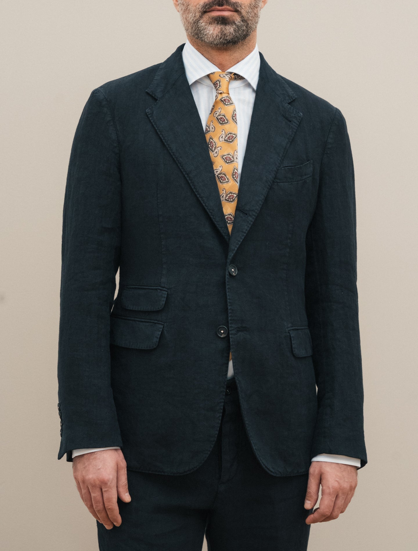 Sloop Single Breasted Linen Suit Navy Massimo Alba Suits 46