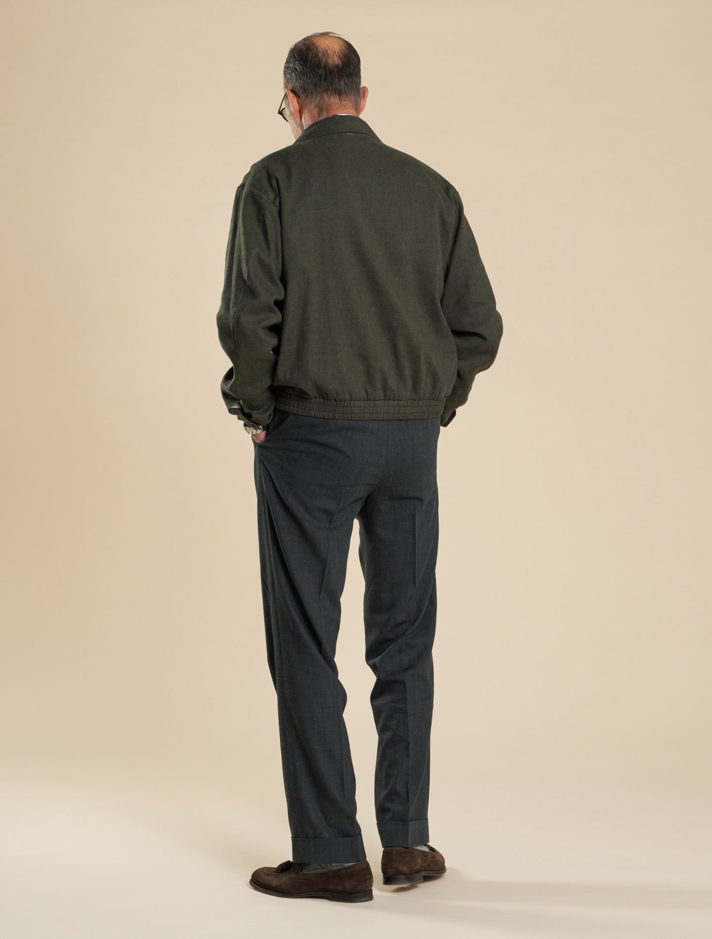 Slubbing Linen Bomber Jacket Green Herno Outerwear 48