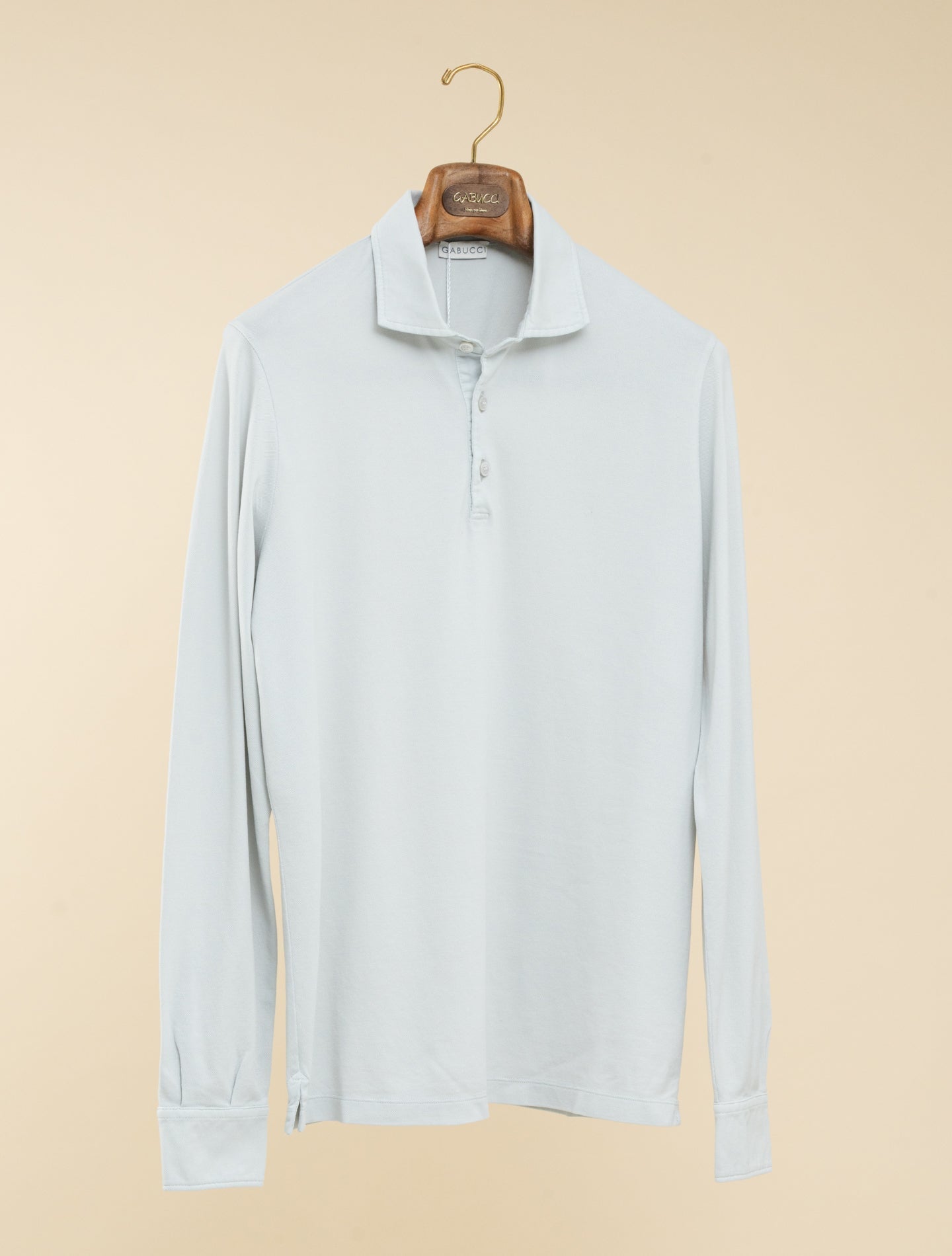 Soft Pique Polo Shirt Long Sleeve Light Grey Gabucci Polo shirts 48