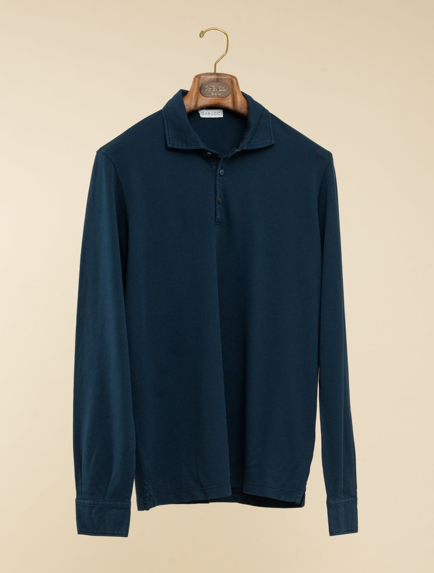 Soft Pique Polo Shirt Long Sleeve Navy Gabucci Polo shirts 48