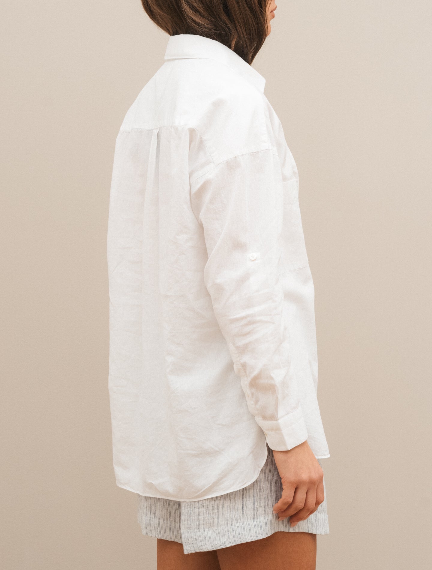Sonia Linen Cotton Shirt White Finamore Shirts IT 38