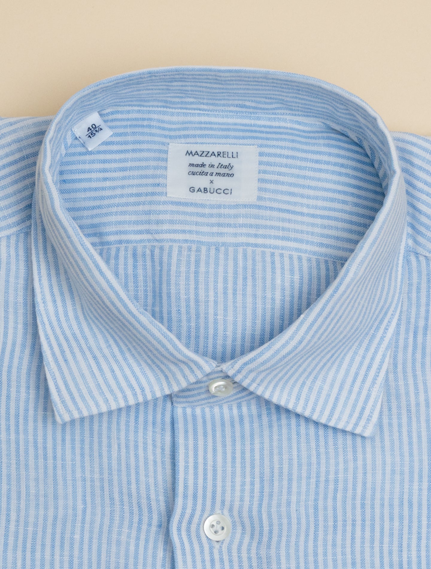 Striped Linen Relaxed Fit Shirt Light Blue Mazzarelli Shirts 38
