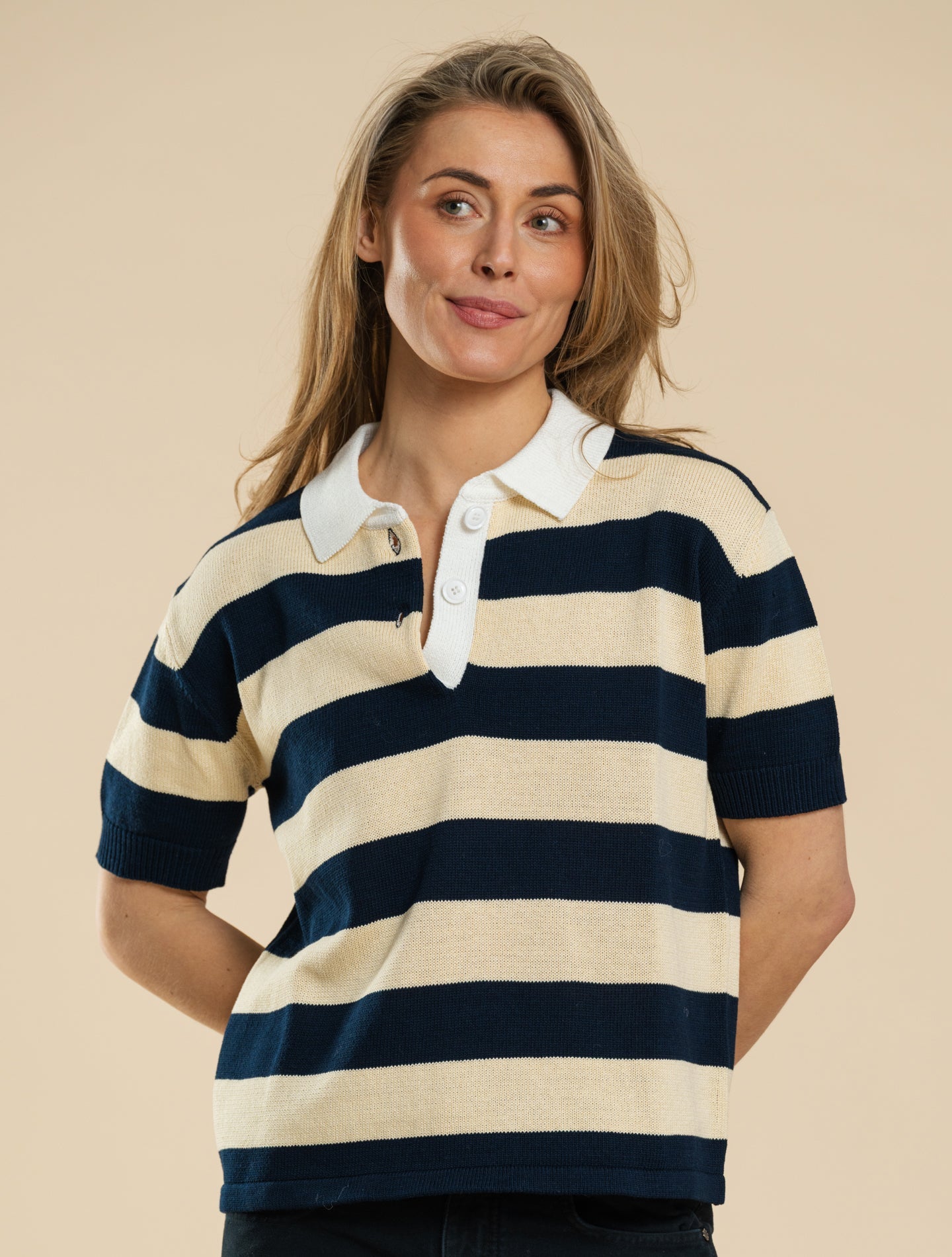 Striped Short Sleeved Cotton Polo shirt Blue Aspesi Polo shirts IT 38