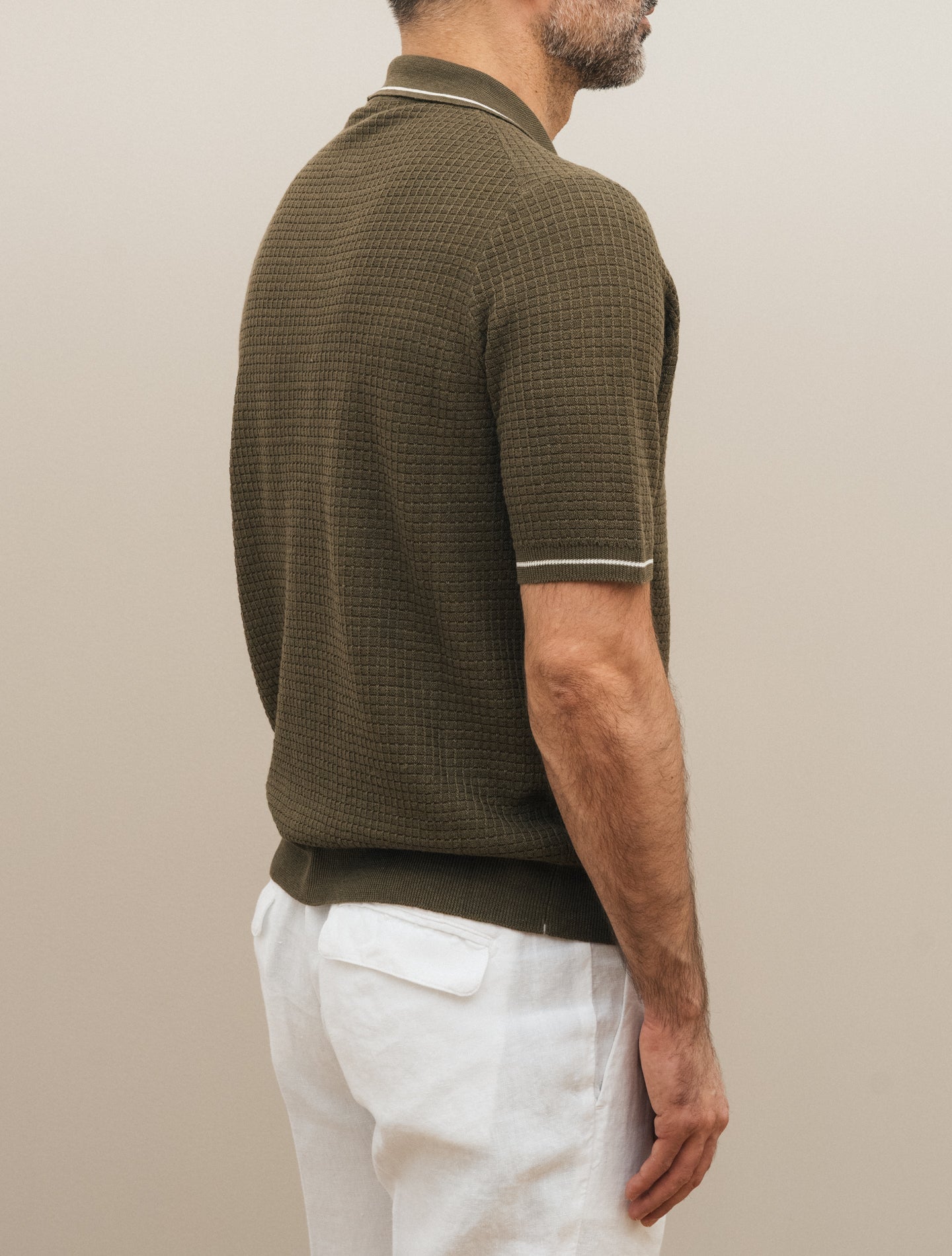 Structured Knitted Short Sleeve Shirt Olive Fioroni Polo shirts 48