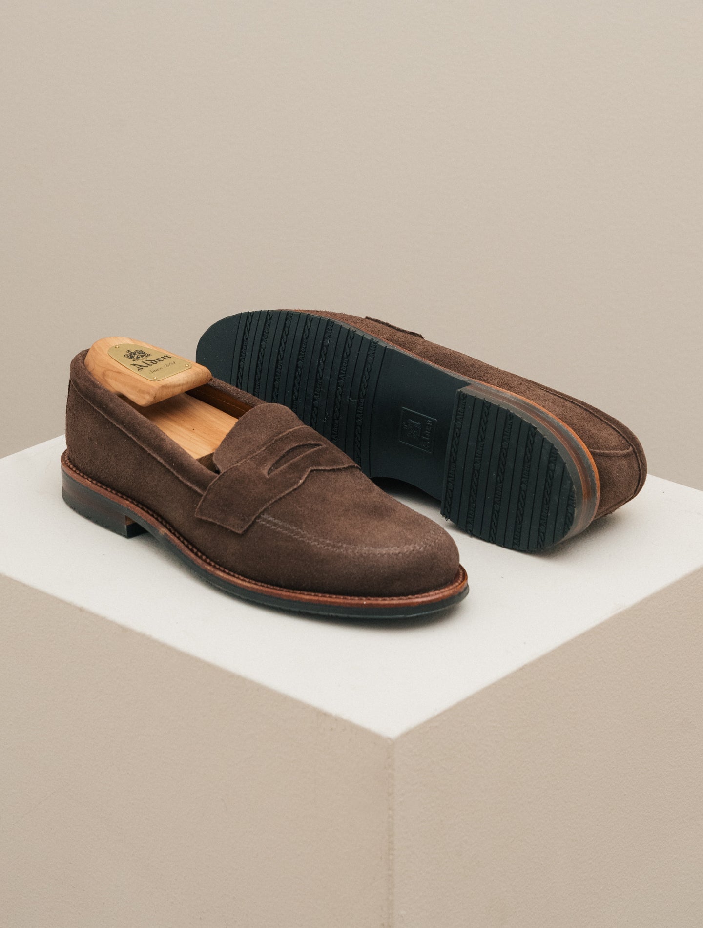 Suede Penny Loafer Dark Brown Alden Loafers US 6,5