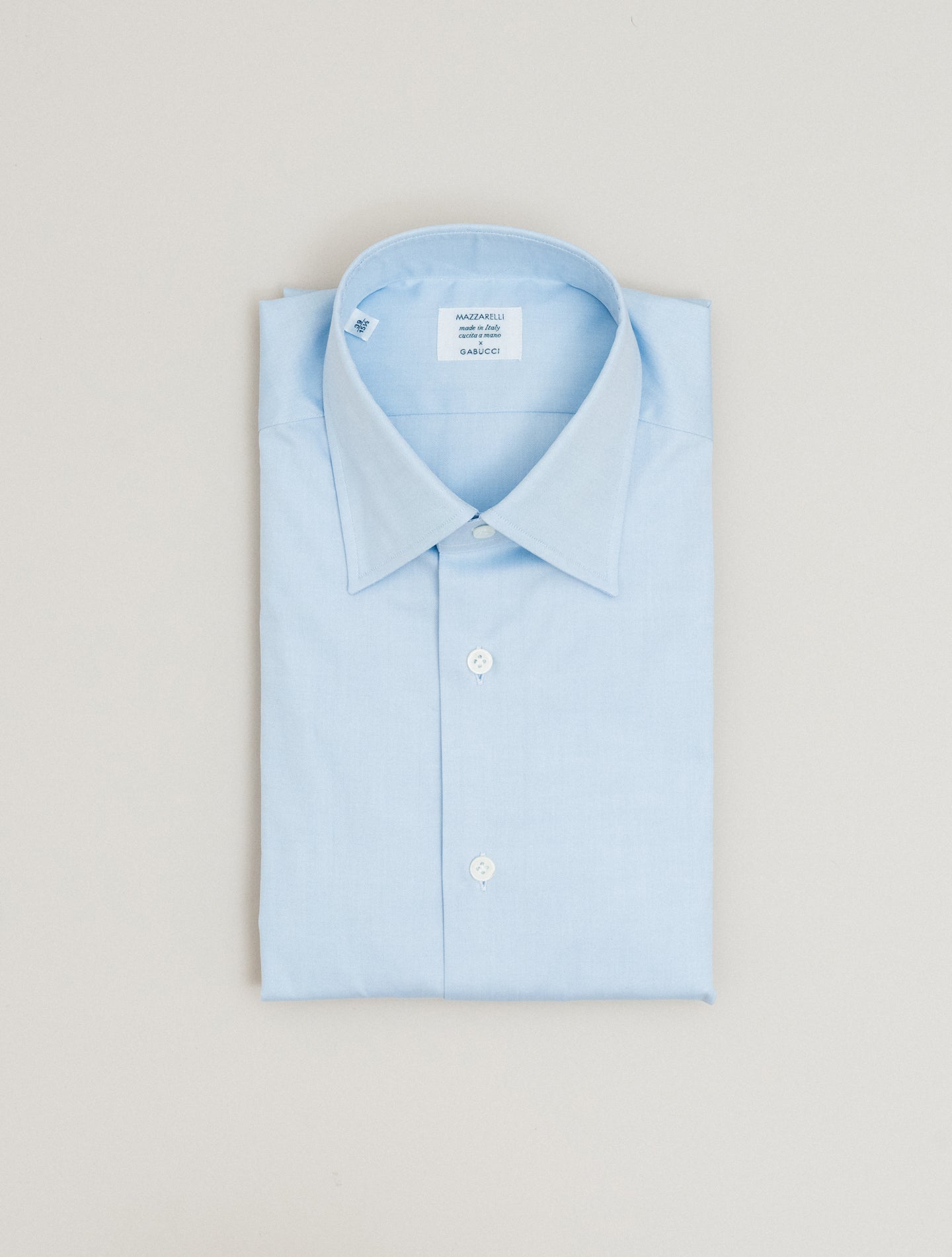 Turn Down Pinpoint Cotton Shirt Light Blue Mazzarelli Shirts 38
