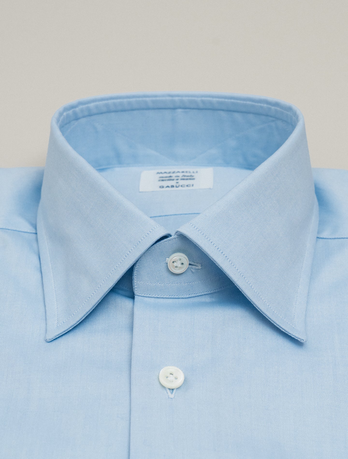 Turn Down Pinpoint Cotton Shirt Light Blue Mazzarelli Shirts 38