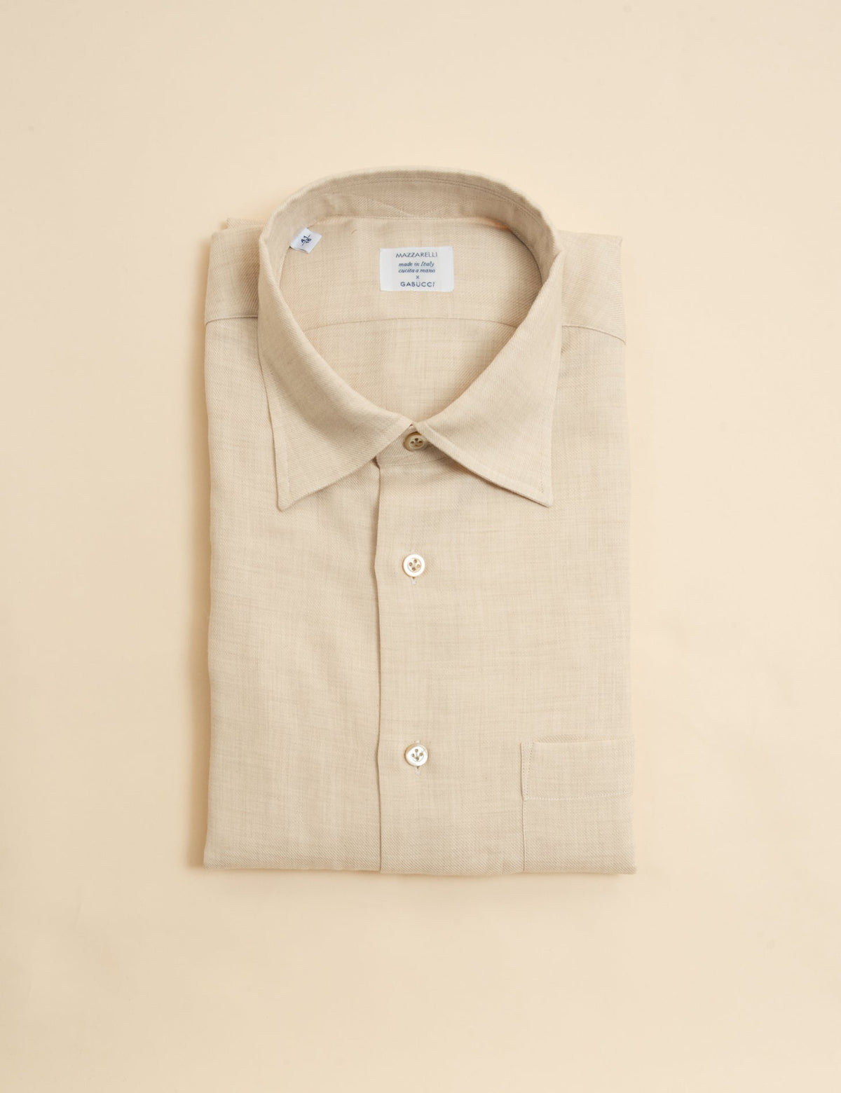 Twill Cotton Cashmere Relaxed Fit Shirt Beige Mazzarelli Shirts 39