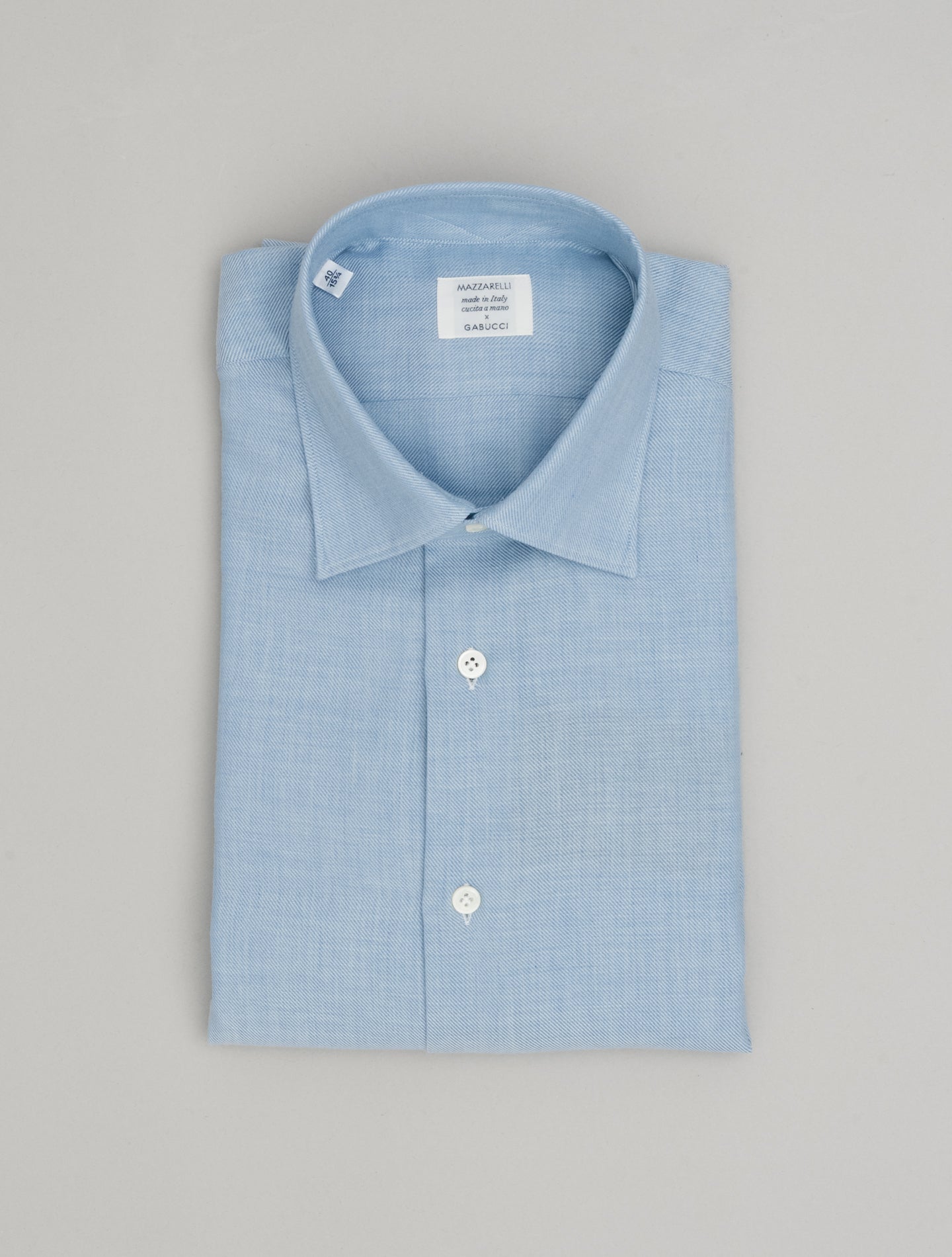 Twill Cotton Cashmere Relaxed Fit Shirt Light Blue Mazzarelli Shirts 39