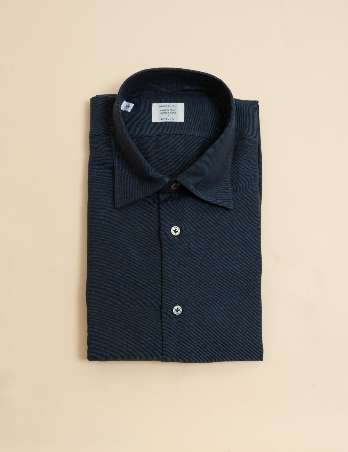 Twill Cotton Cashmere Relaxed Fit Shirt Navy Mazzarelli Shirts 39