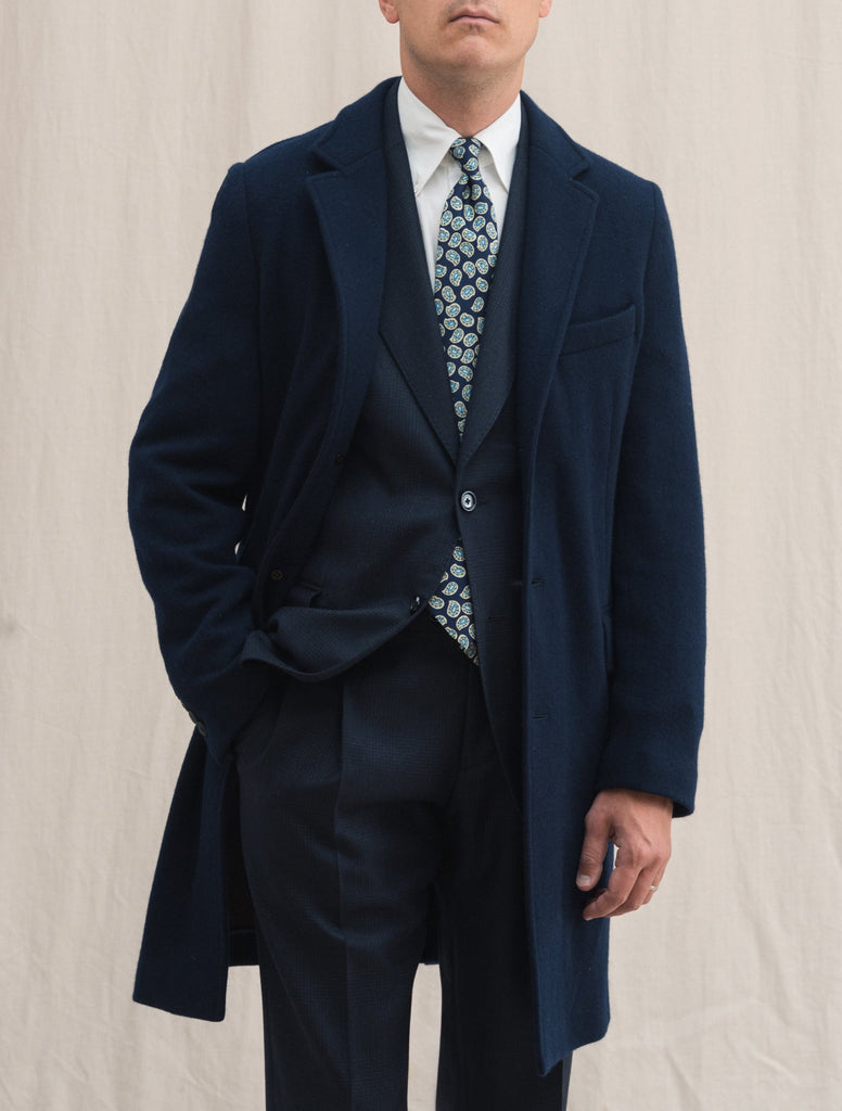 Fulton Wool Cashmere Topcoat - Navy, 4X (FOR Short Men) | Peter Manning NYC