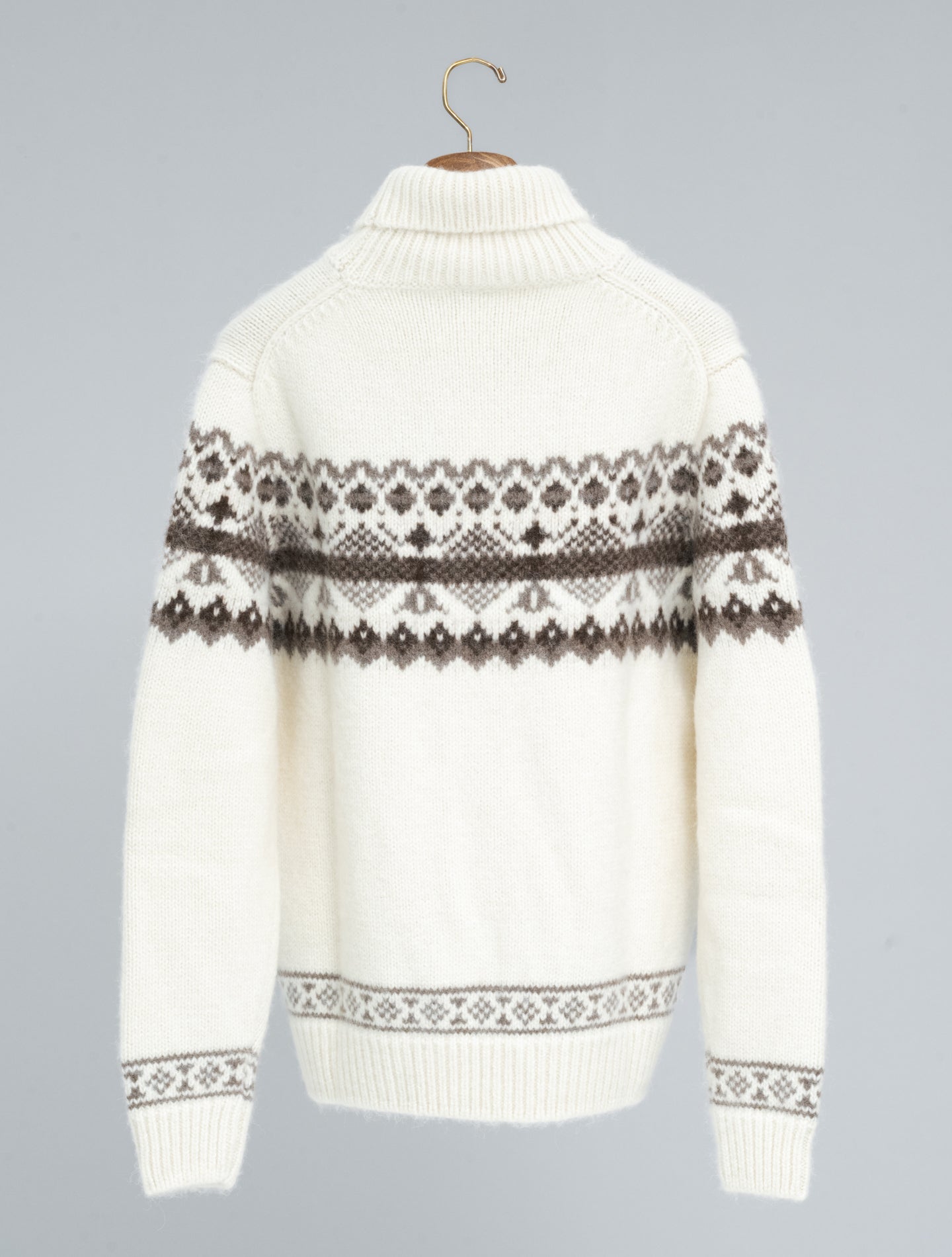Undyed Baby Alpaca Jacquard Knit Rollneck Off White Gabucci Polo shirts 48