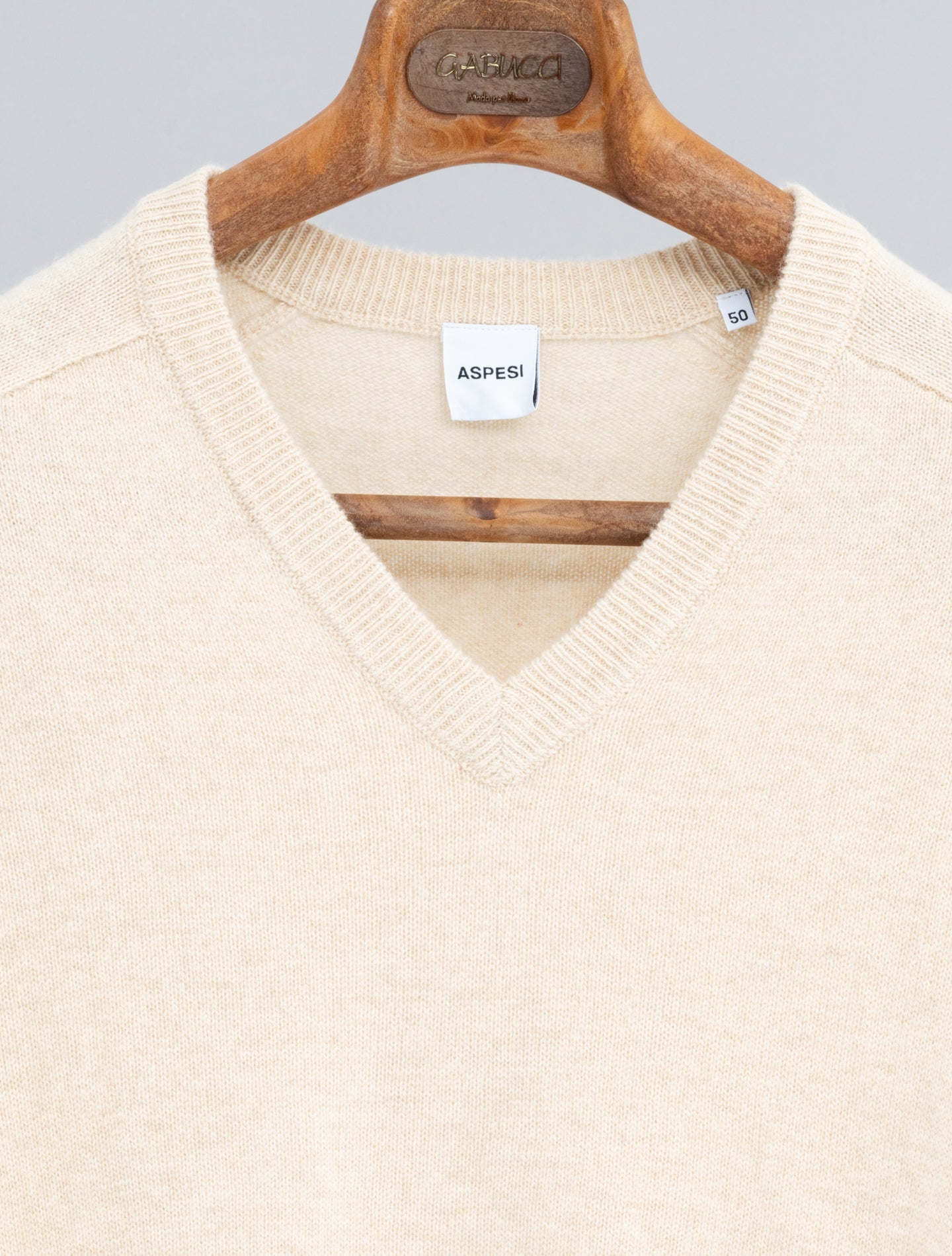 V - neck Saddle Shoulder Sweater Natural Aspesi Knitwear 48