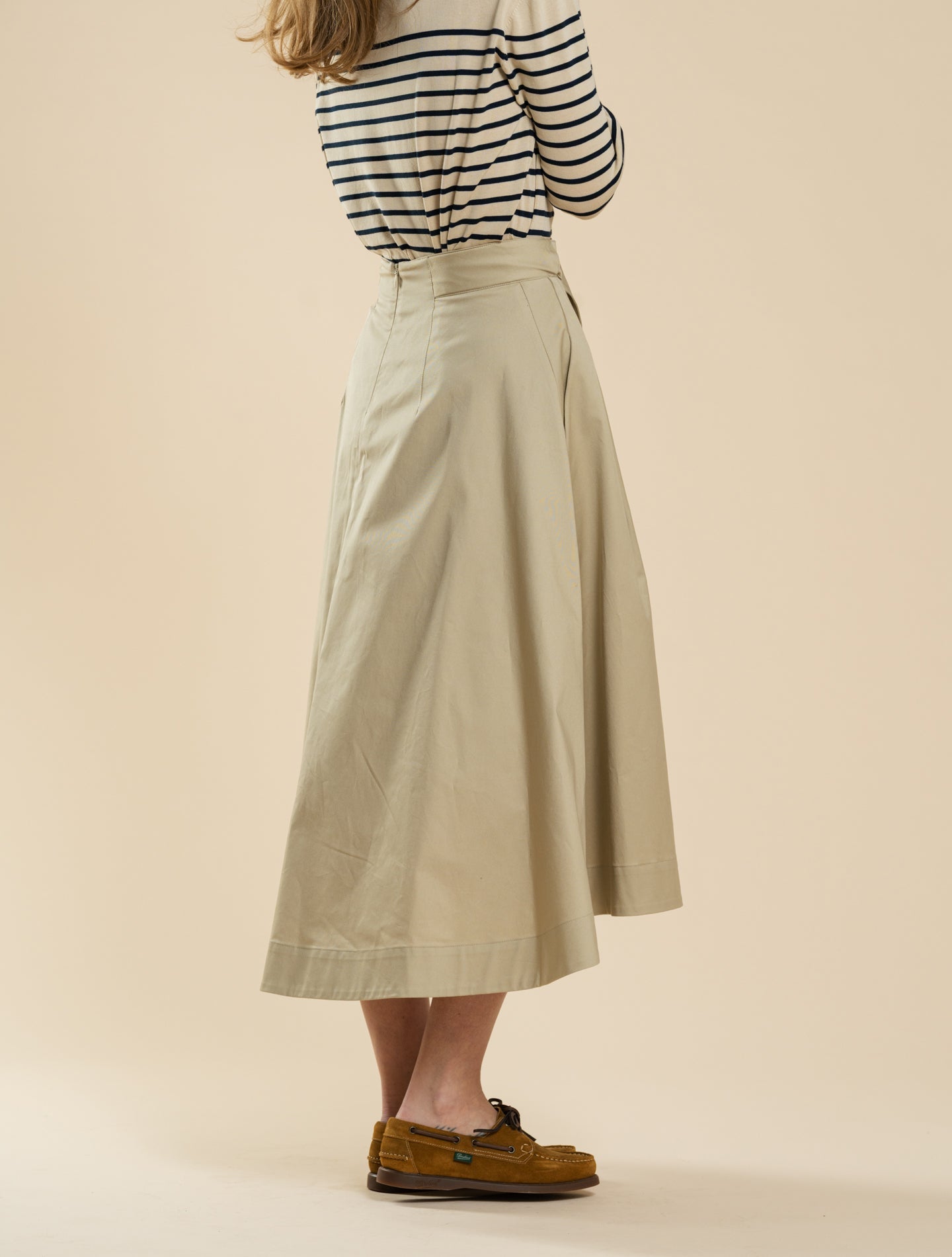 Vincenzo Cotton Midi Skirt Beige Fedeli Skirts IT 38