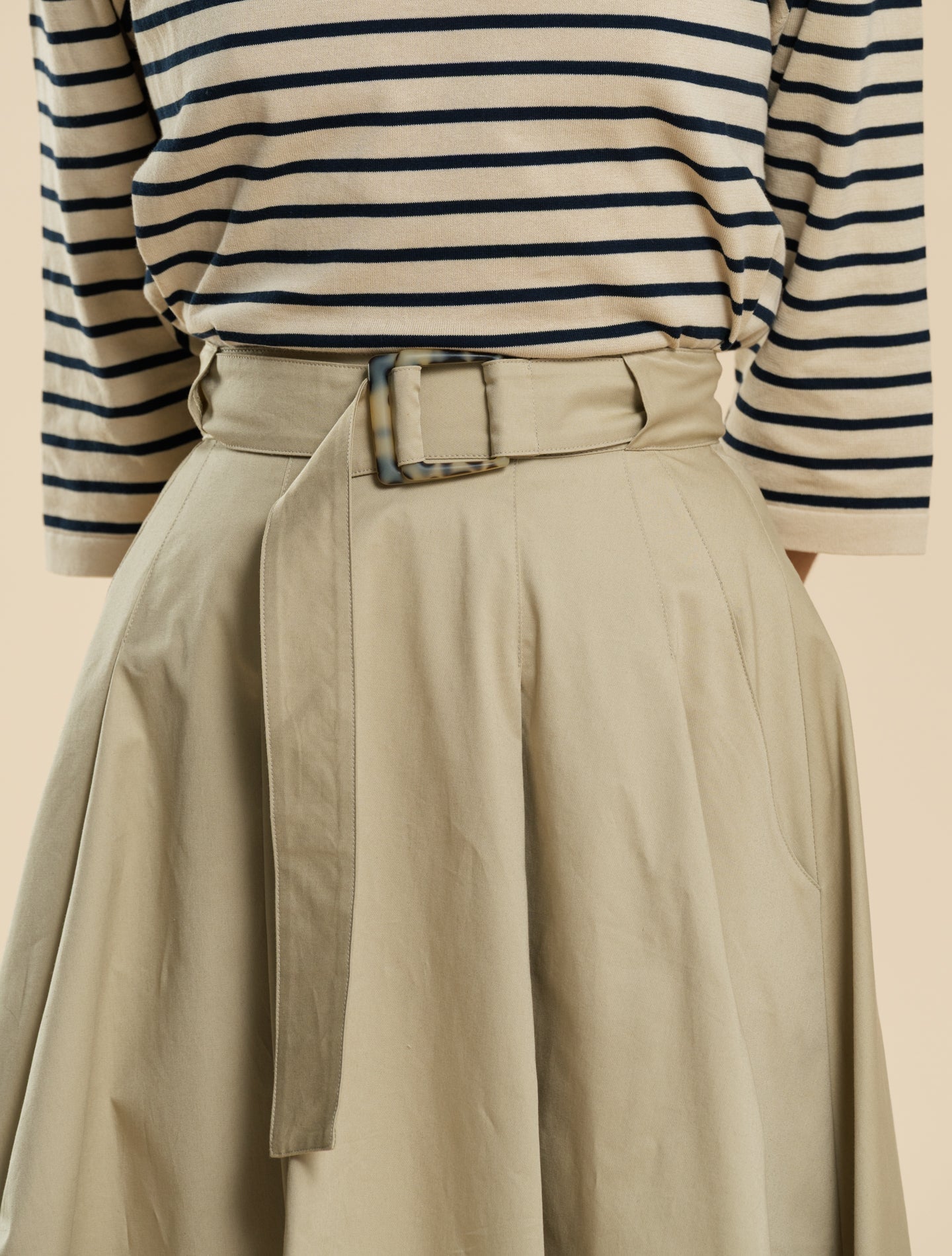 Vincenzo Cotton Midi Skirt Beige Fedeli Skirts IT 38