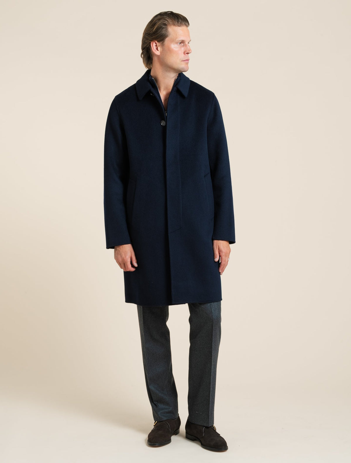 Virtuoso Double Wool Coat Navy Aspesi Outerwear 46