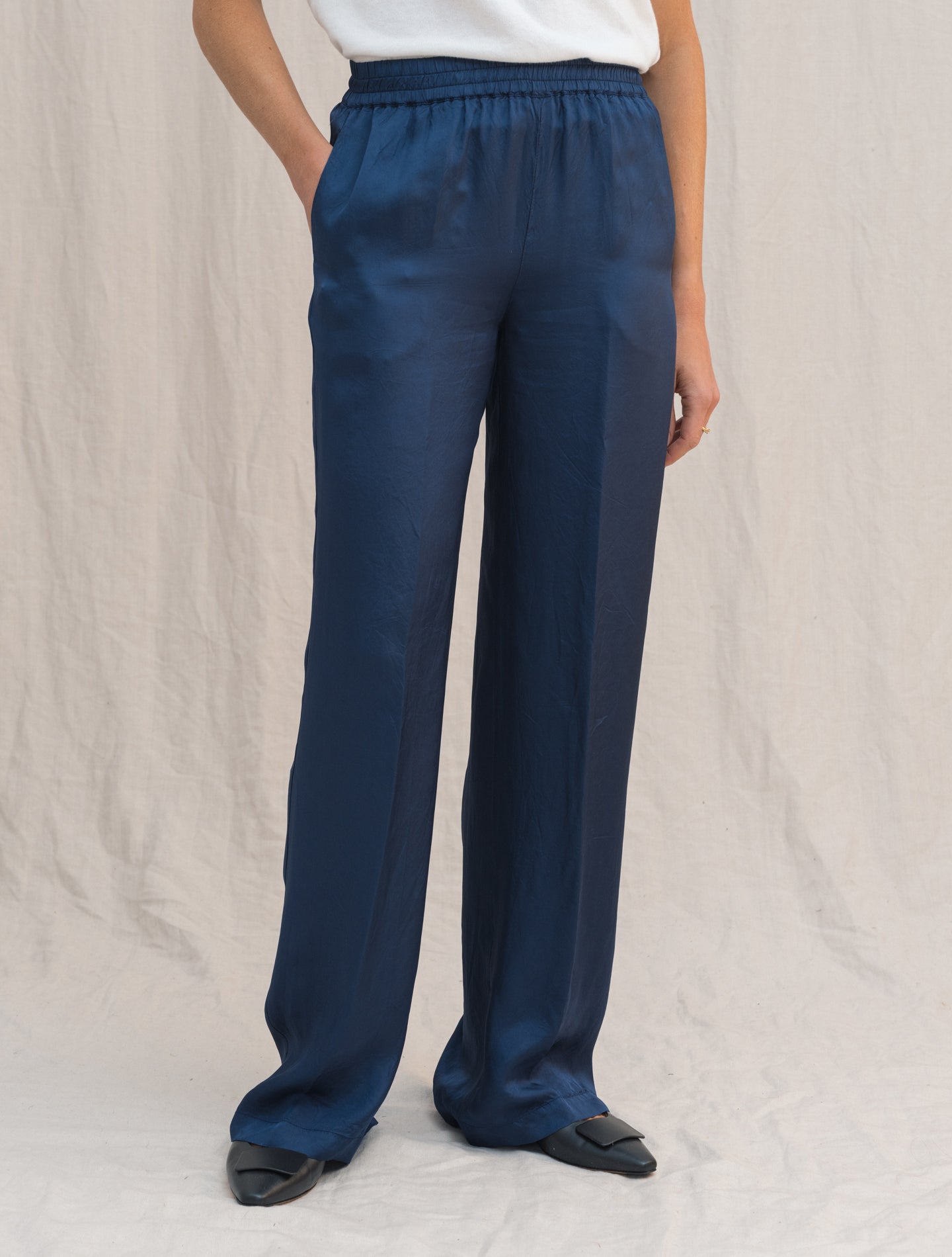 Washed Viscose Trousers Blue Aspesi Trousers 38