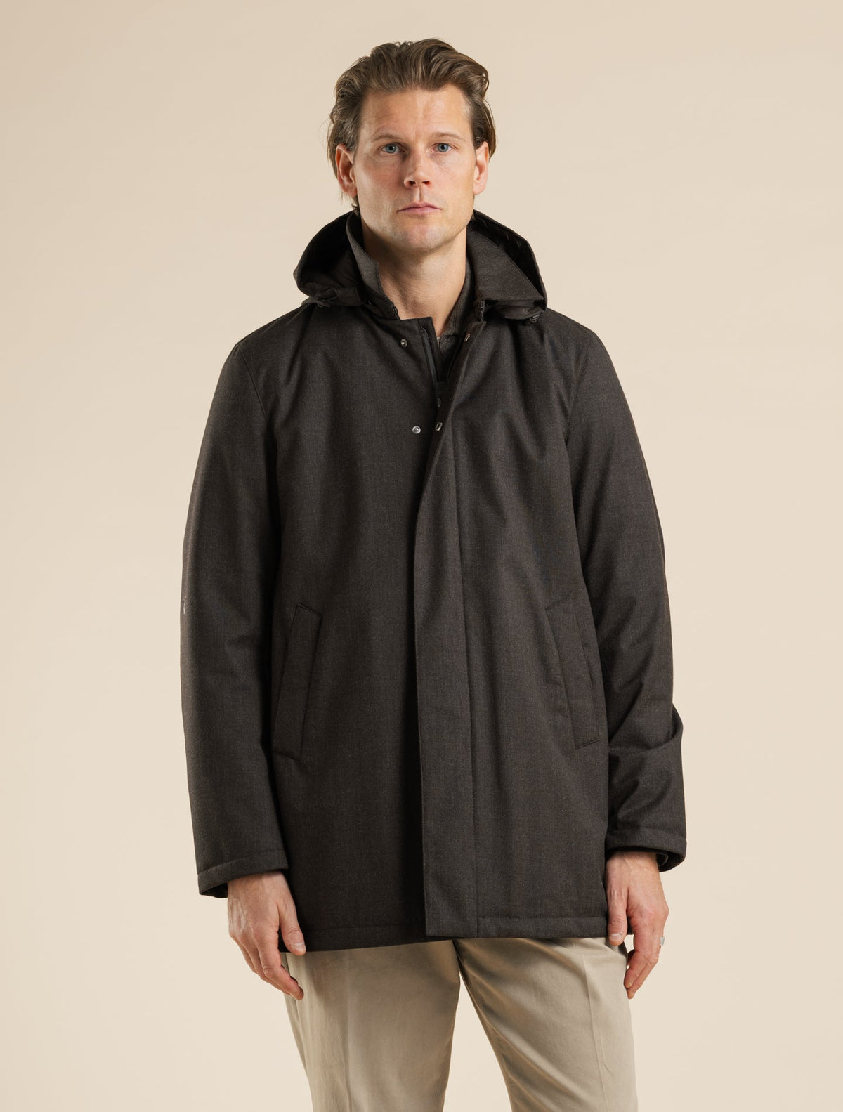Waterproof Flannel Padded Carcoat Brown Herno Outerwear 48